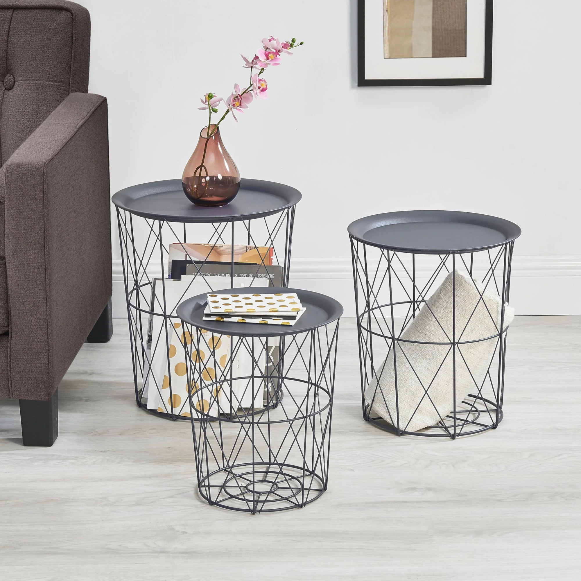 3er Set Metallkorb Beistelltisch Worcester en.casa - Image 7