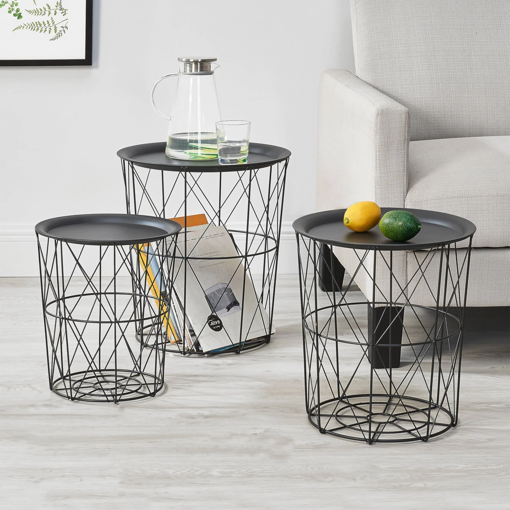 3er Set Metallkorb Beistelltisch Worcester en.casa - Image 9