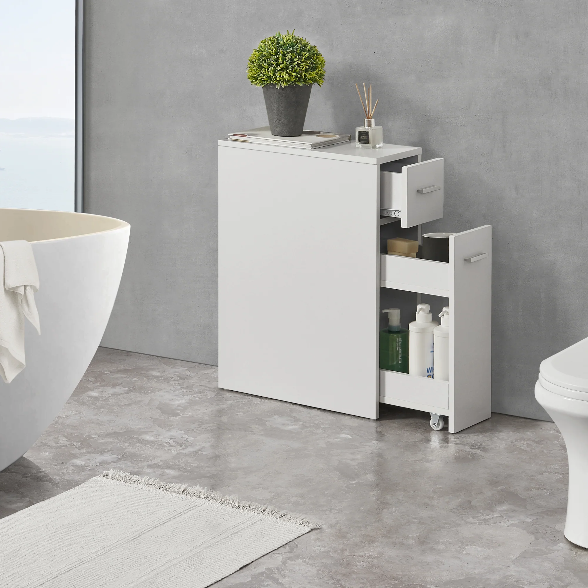 Badezimmerschrank Kauhajoki 61x20x45cm in versch. Farben [en.casa] - Image 3