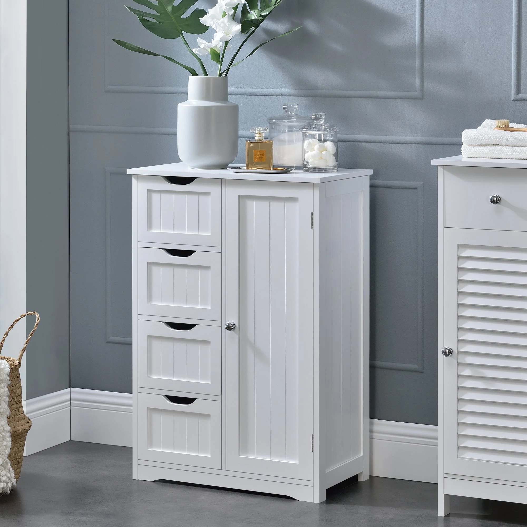 Badezimmerschrank Locust 81x55x30 cm Weiß en.casa - Image 2