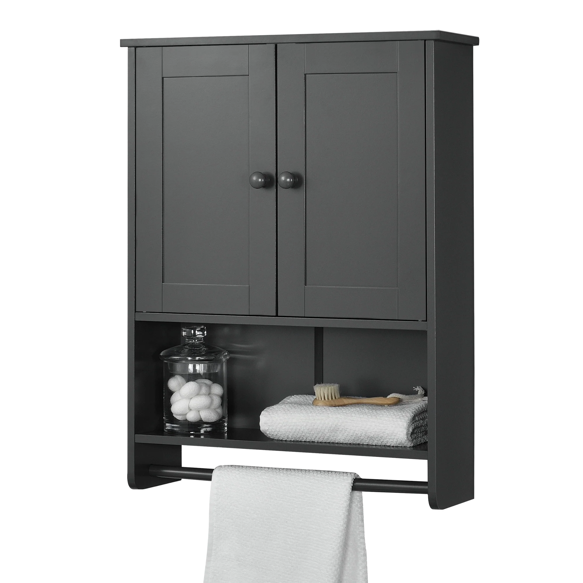 Badezimmerschrank Steyr 65x49x15 cm mit Handtuchhalter MDF versch. Farben en.casa - Image 2