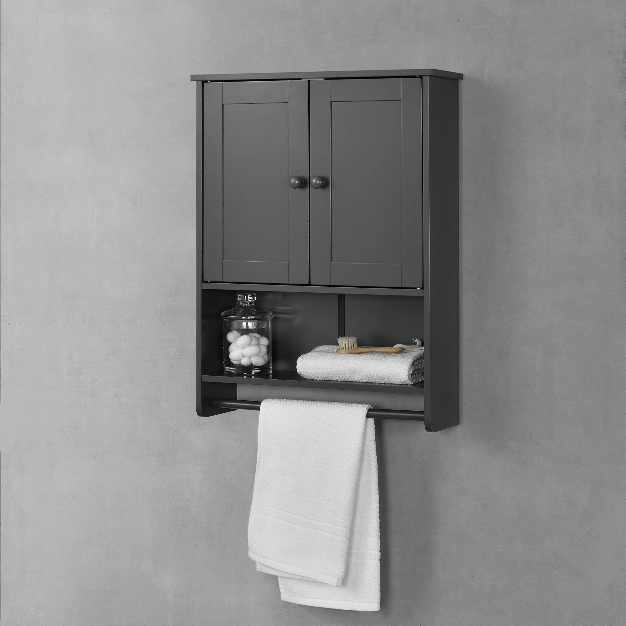 Badezimmerschrank Steyr 65x49x15 cm mit Handtuchhalter MDF versch. Farben en.casa - Image 4