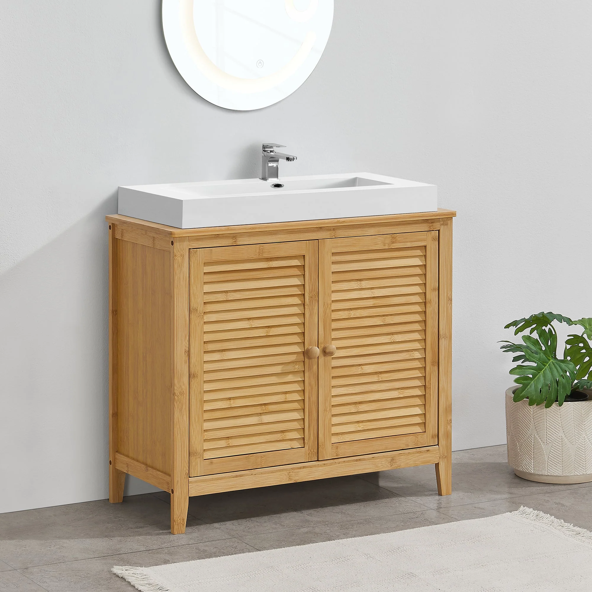 Bambus Waschbeckenunterschrank Värmdö 60x67x30cm [en.casa] - Image 2