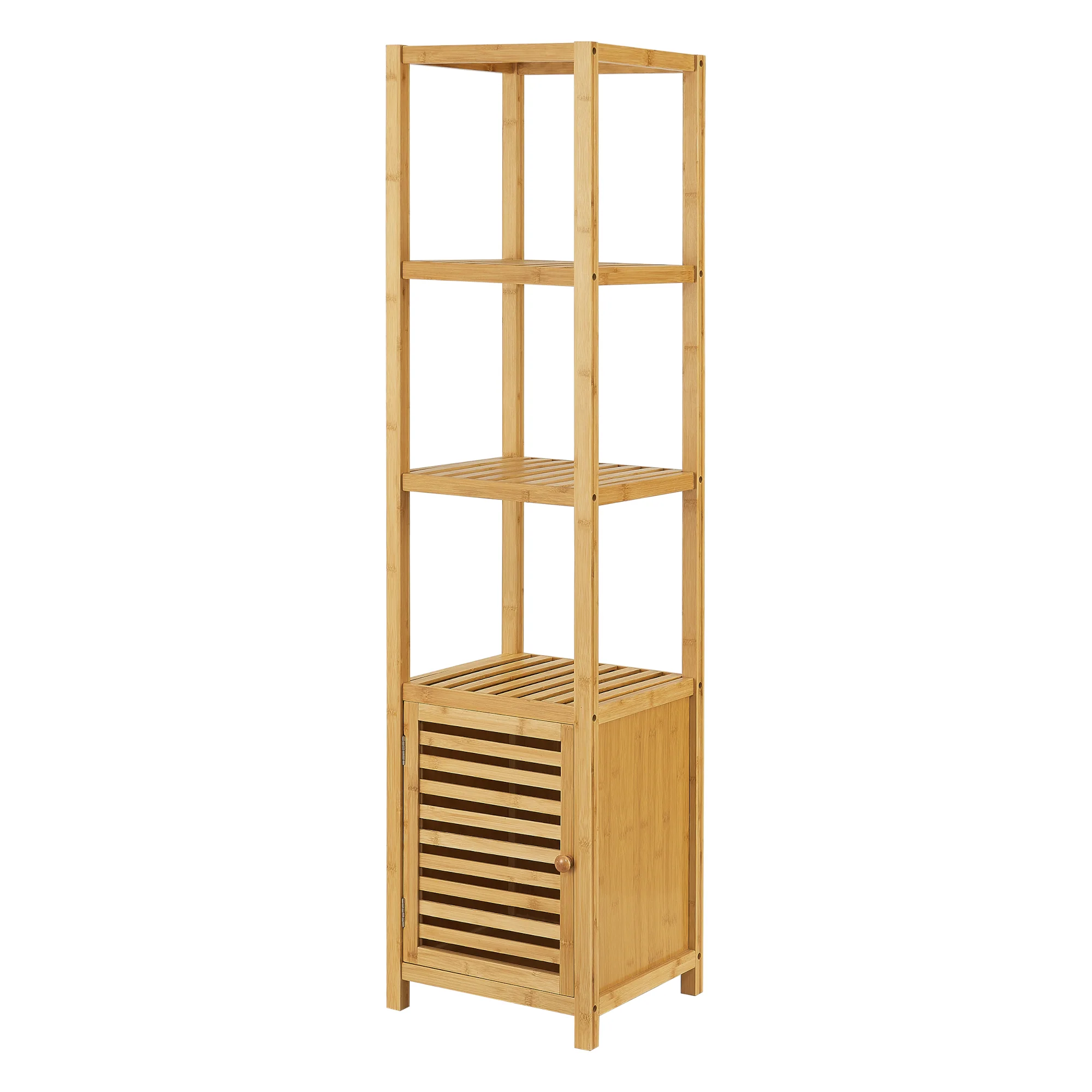 Bambusregal Liminka Badregal mit Schranktür 140x34x33cm [en.casa]