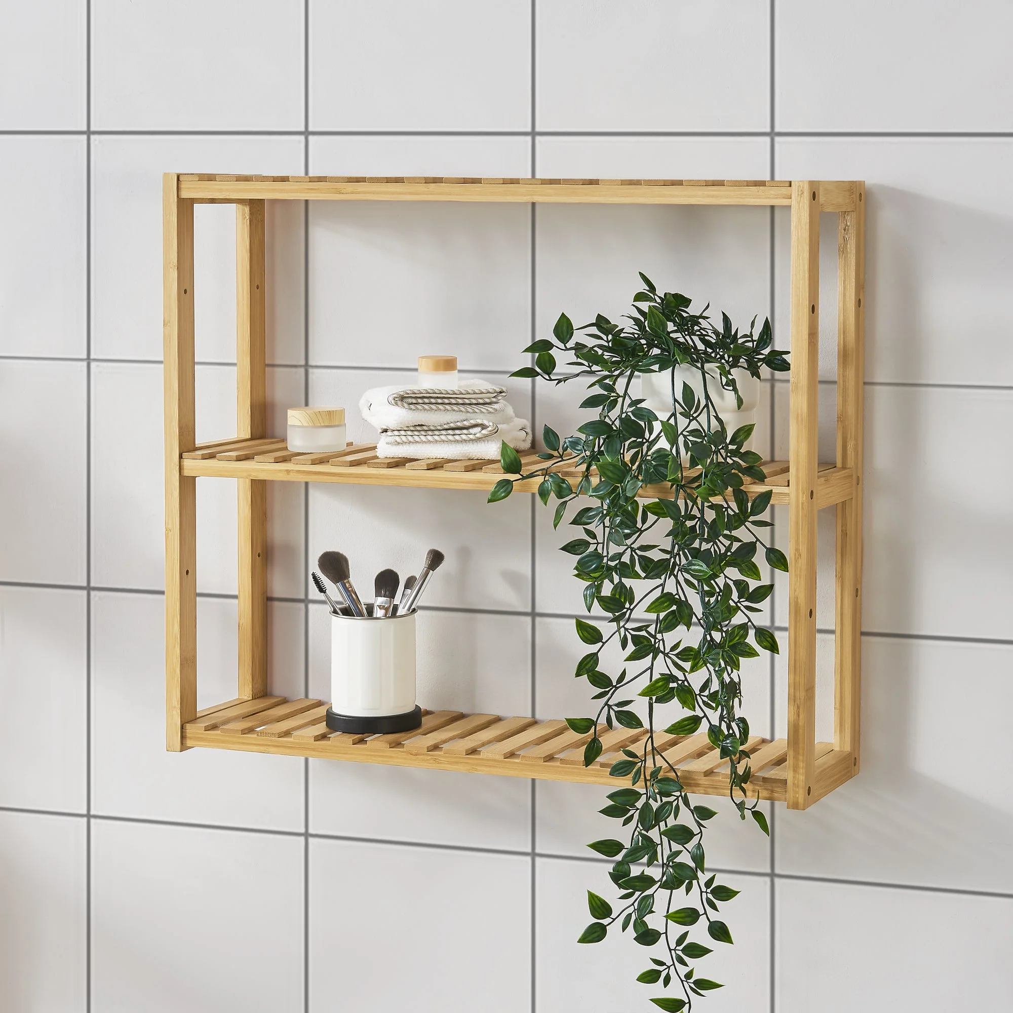 Bambusregal Örnsköldsvik 60x15x54cm Natur Holz [en.casa] - Image 2