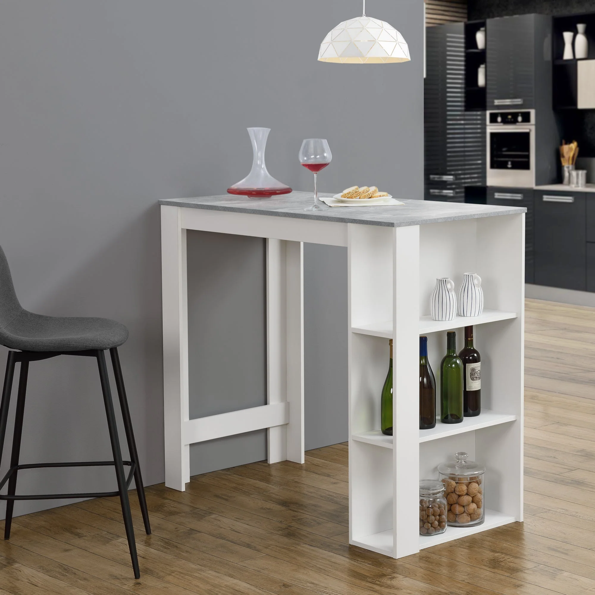 Bartisch Danderyd 120x60x106 cm mit 3 Ablagefächern [en.casa] - Image 12