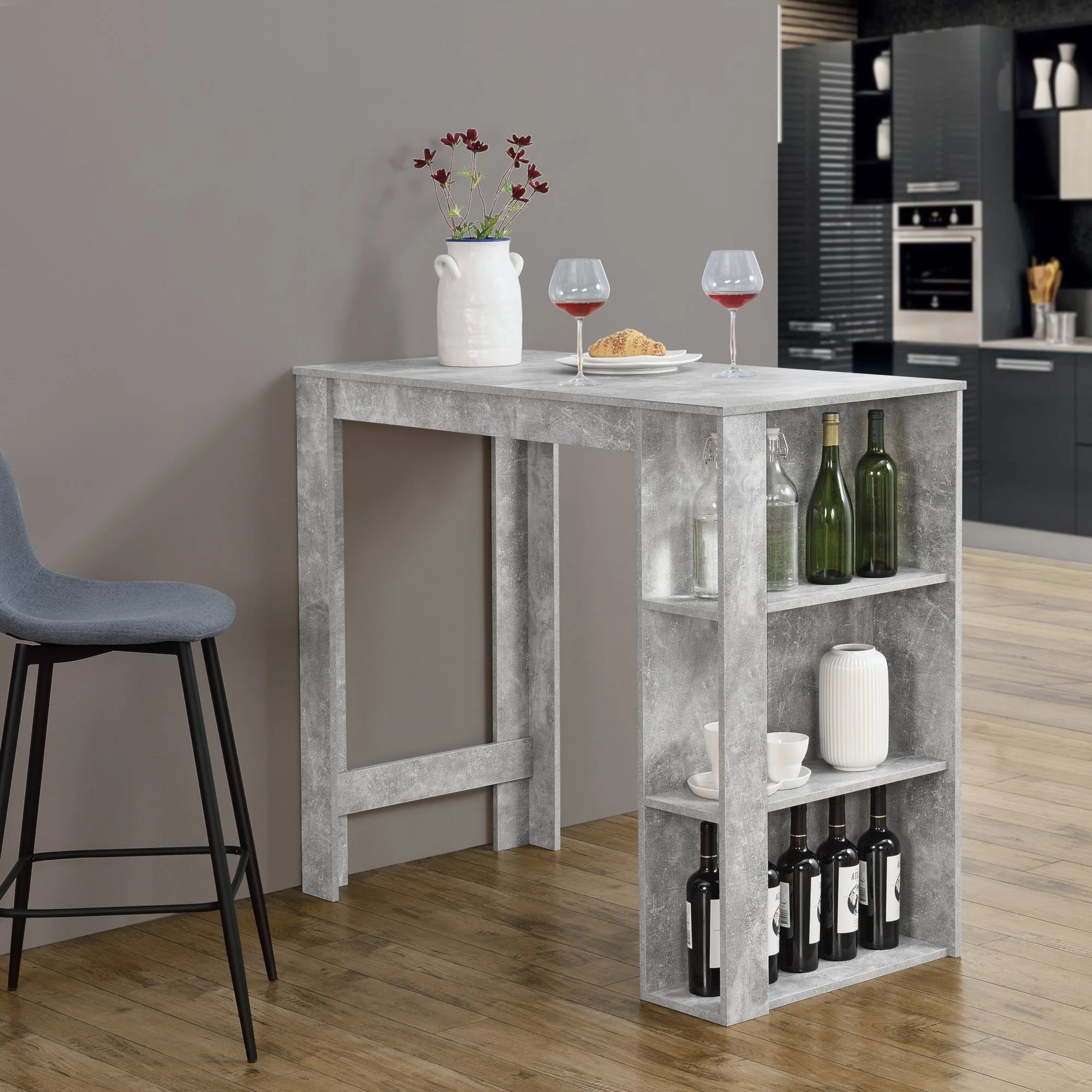 Bartisch Danderyd 120x60x106 cm mit 3 Ablagefächern [en.casa] - Image 14