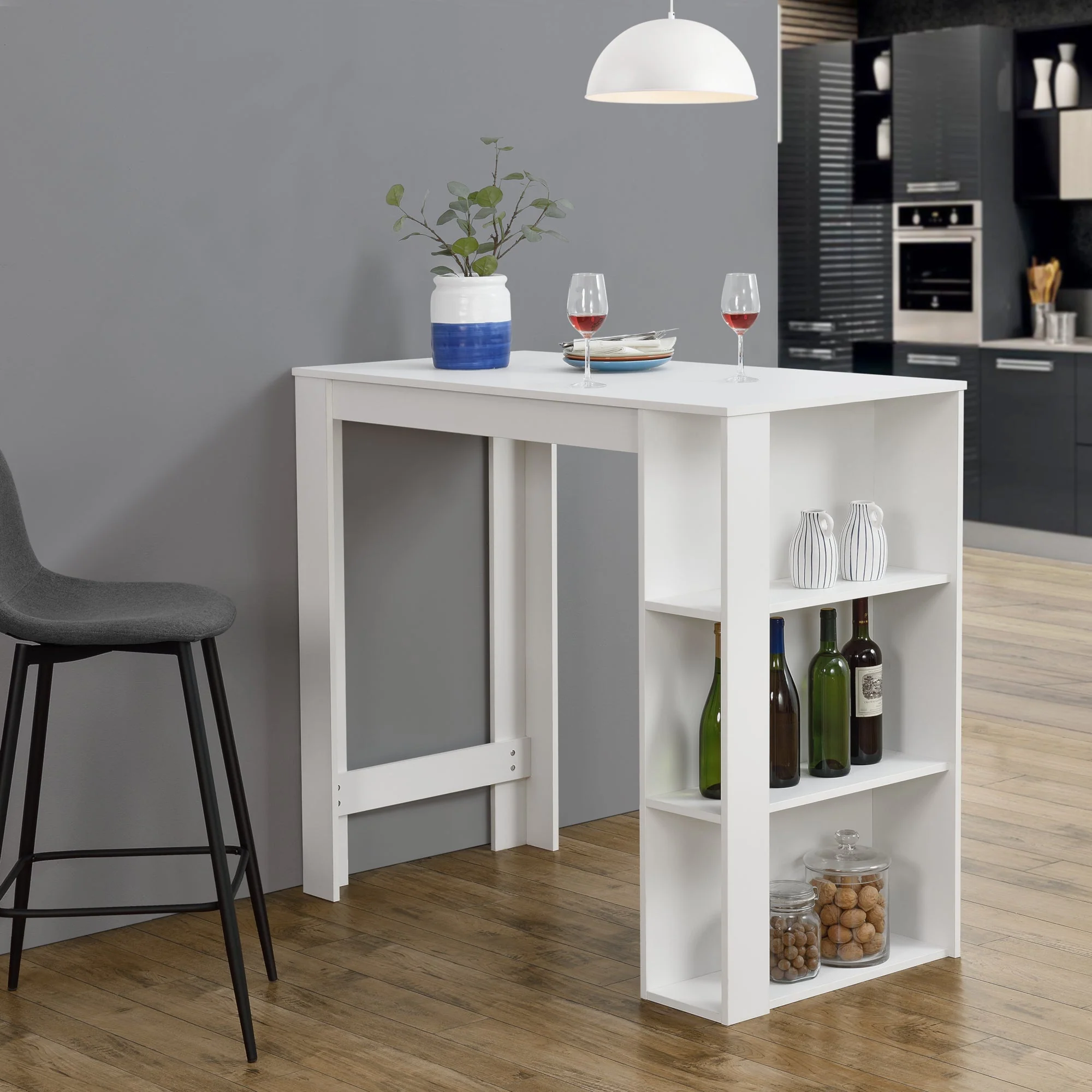 Bartisch Danderyd 120x60x106 cm mit 3 Ablagefächern [en.casa] - Image 17