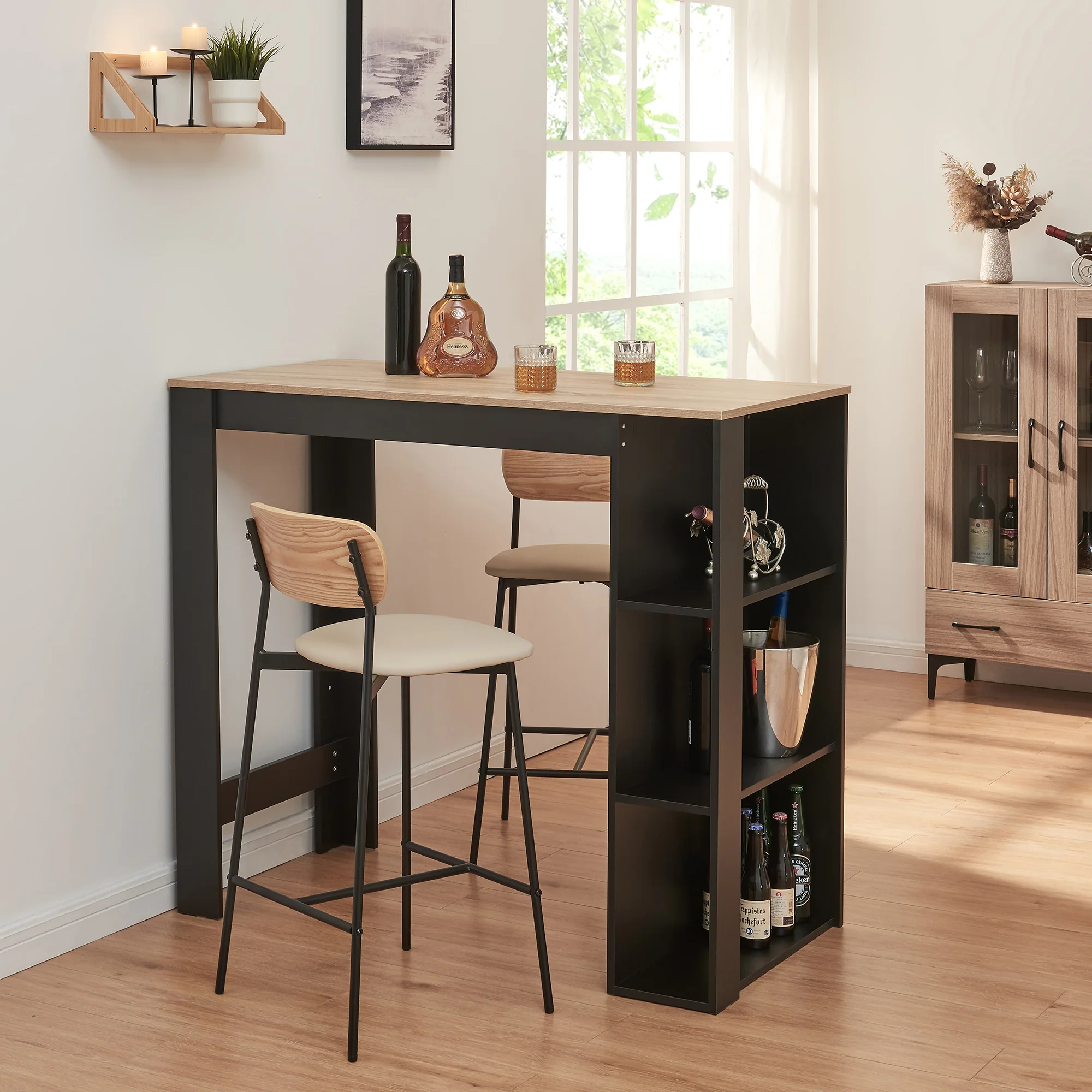 Bartisch Danderyd 120x60x106 cm mit 3 Ablagefächern [en.casa] - Image 8