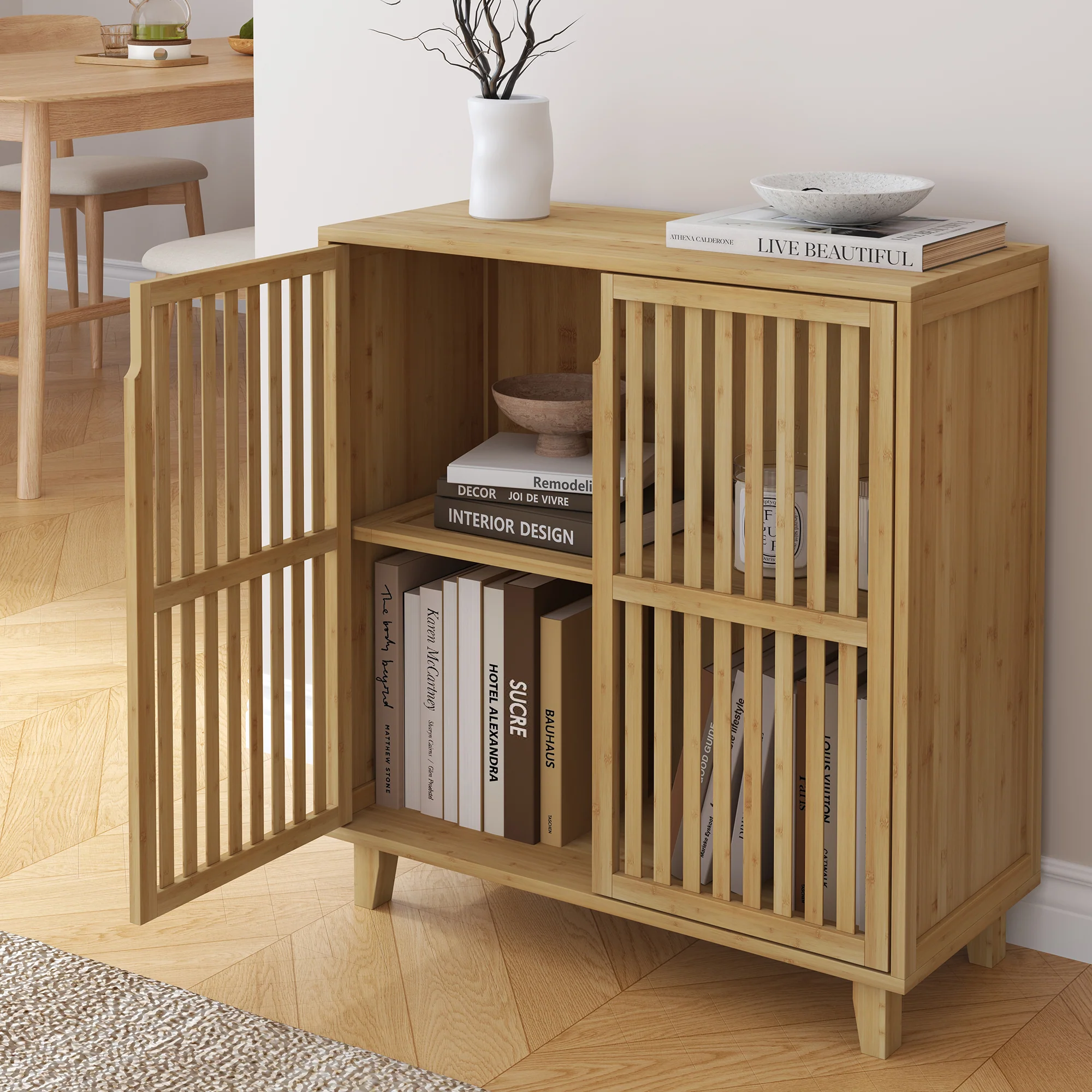 Beistellschrank Sirgerg 77x72x33 cm Bambus Natur [en.casa] - Image 2