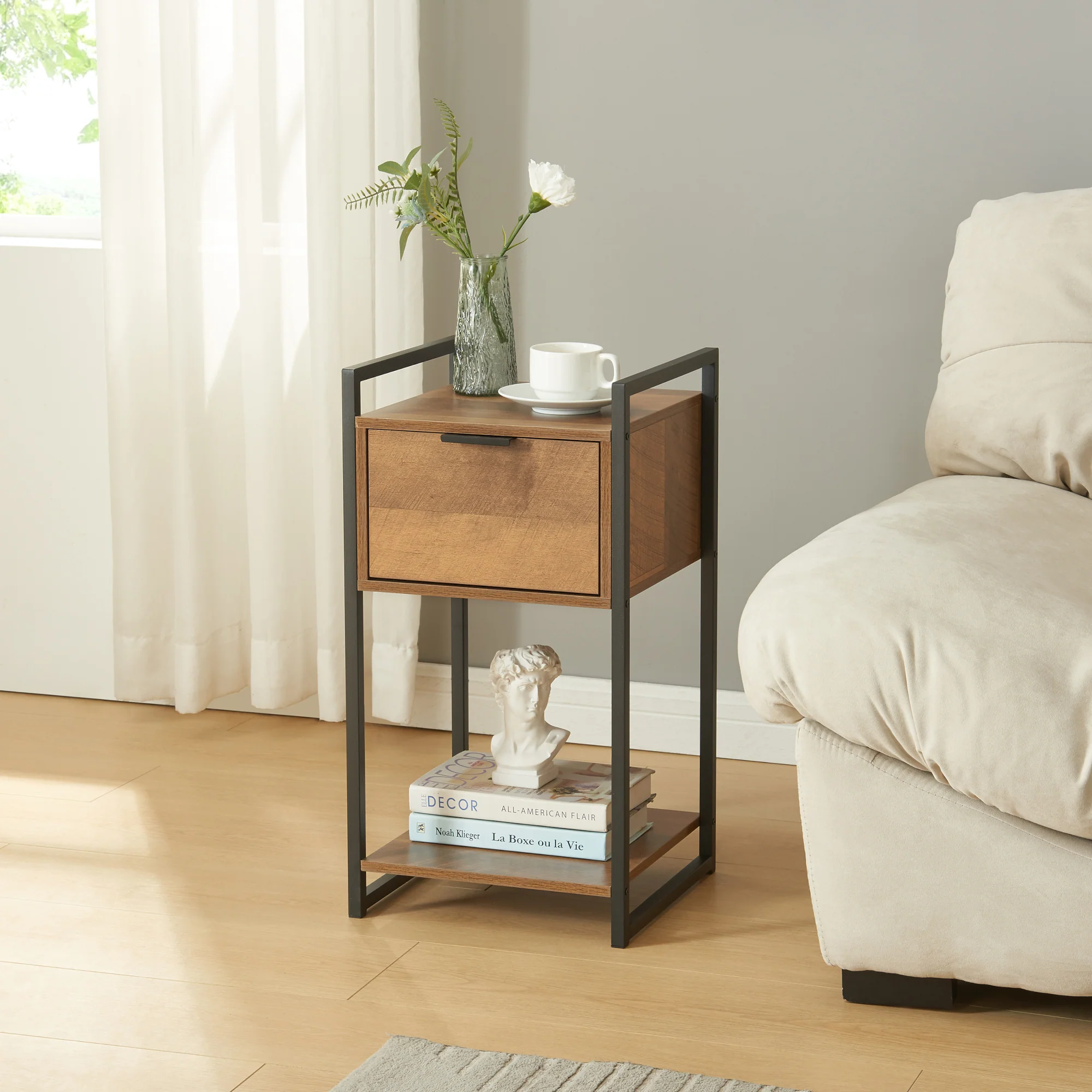 Beistelltisch Namsskogan 62x33x32cm Walnussoptik [en.casa]