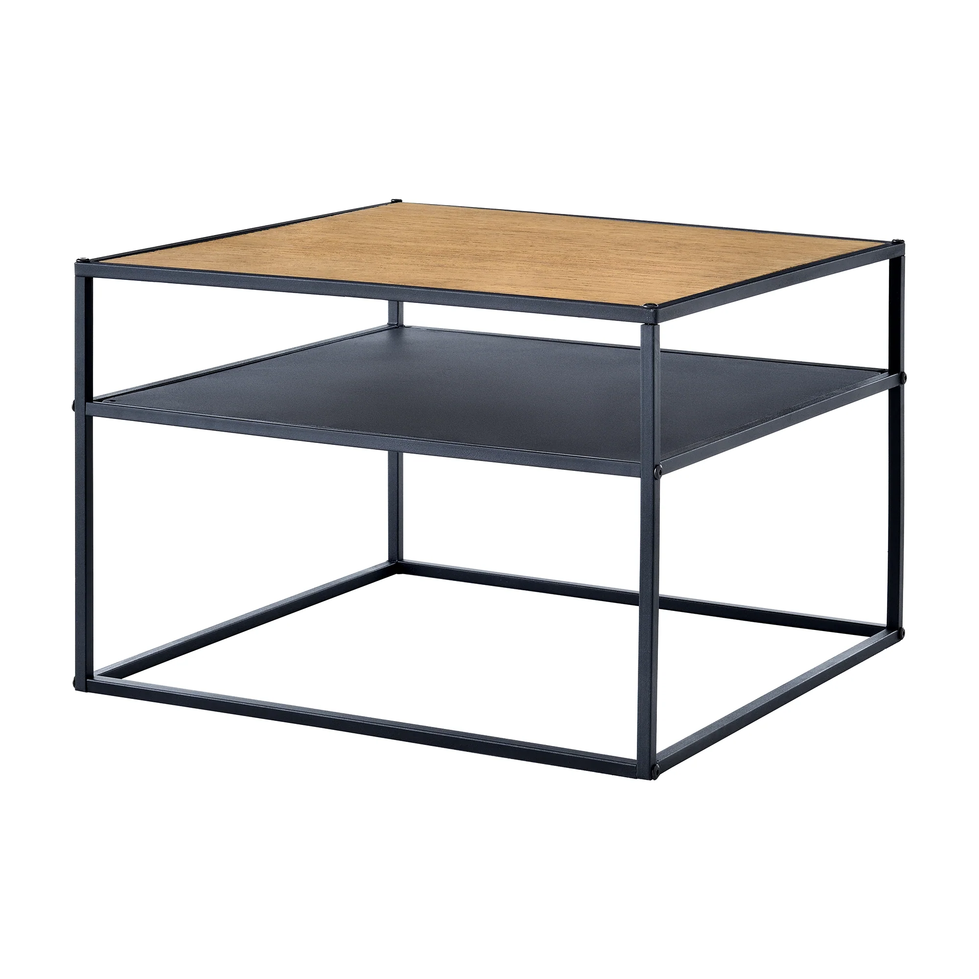 Beistelltisch Quinisut 40 x 55 x 55 cm Holz-Optik/Schwarz [en.casa]