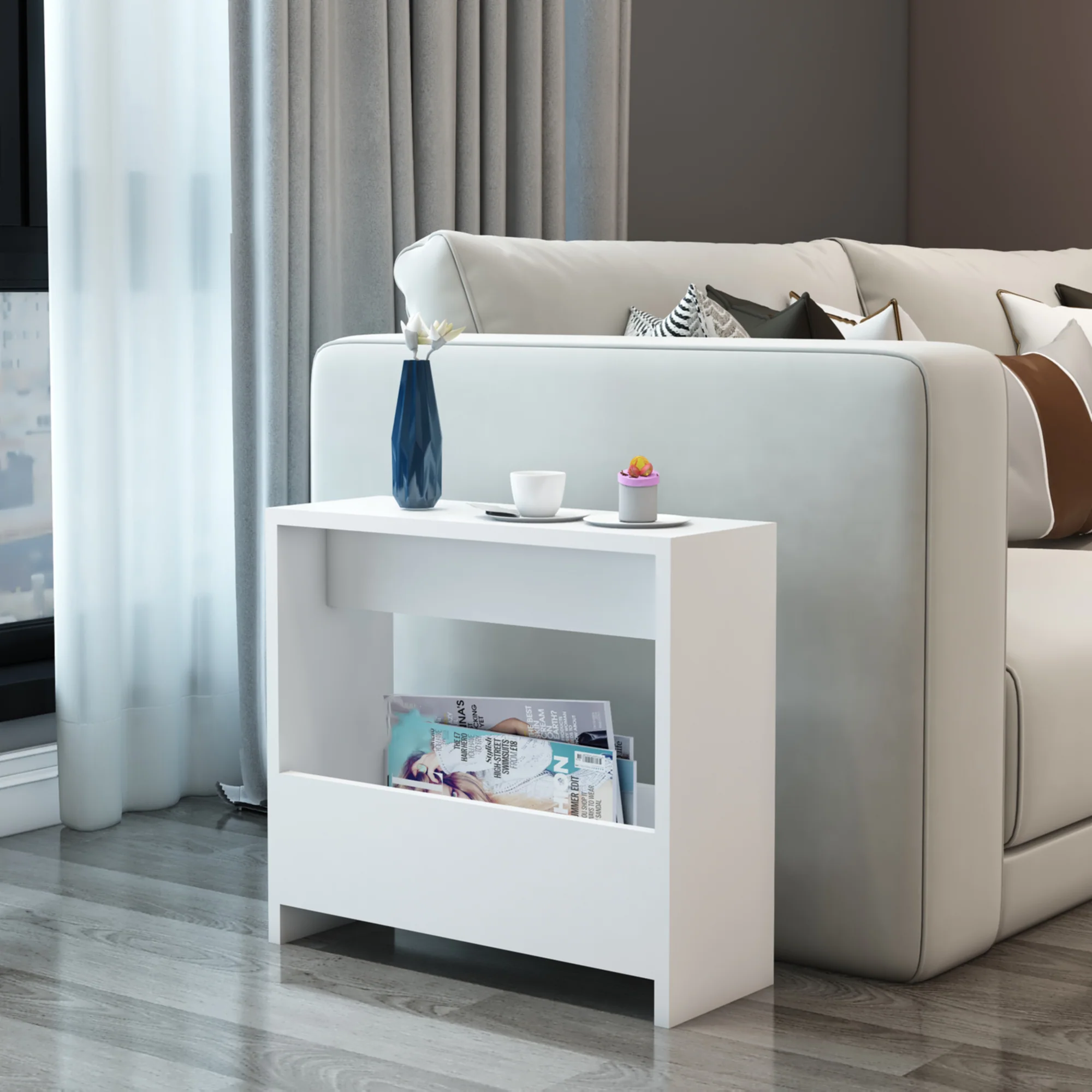 Beistelltisch Rødovre 60x55x20 cm Weiß [en.casa]