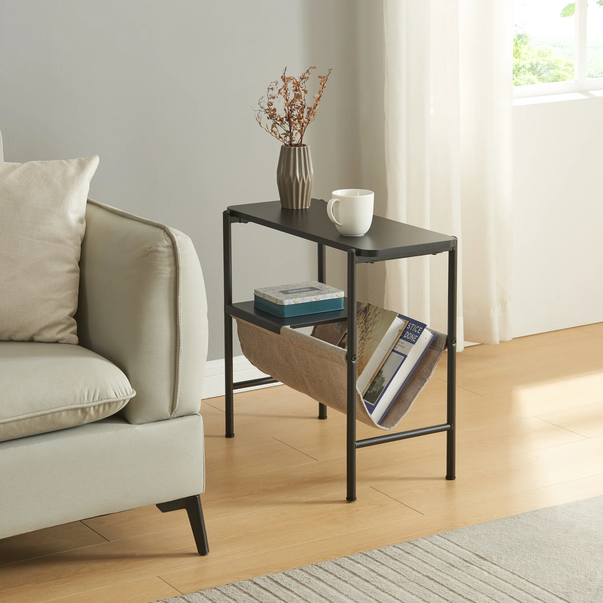Beistelltisch Samnanger 60x28x53cm Schwarz [en.casa]