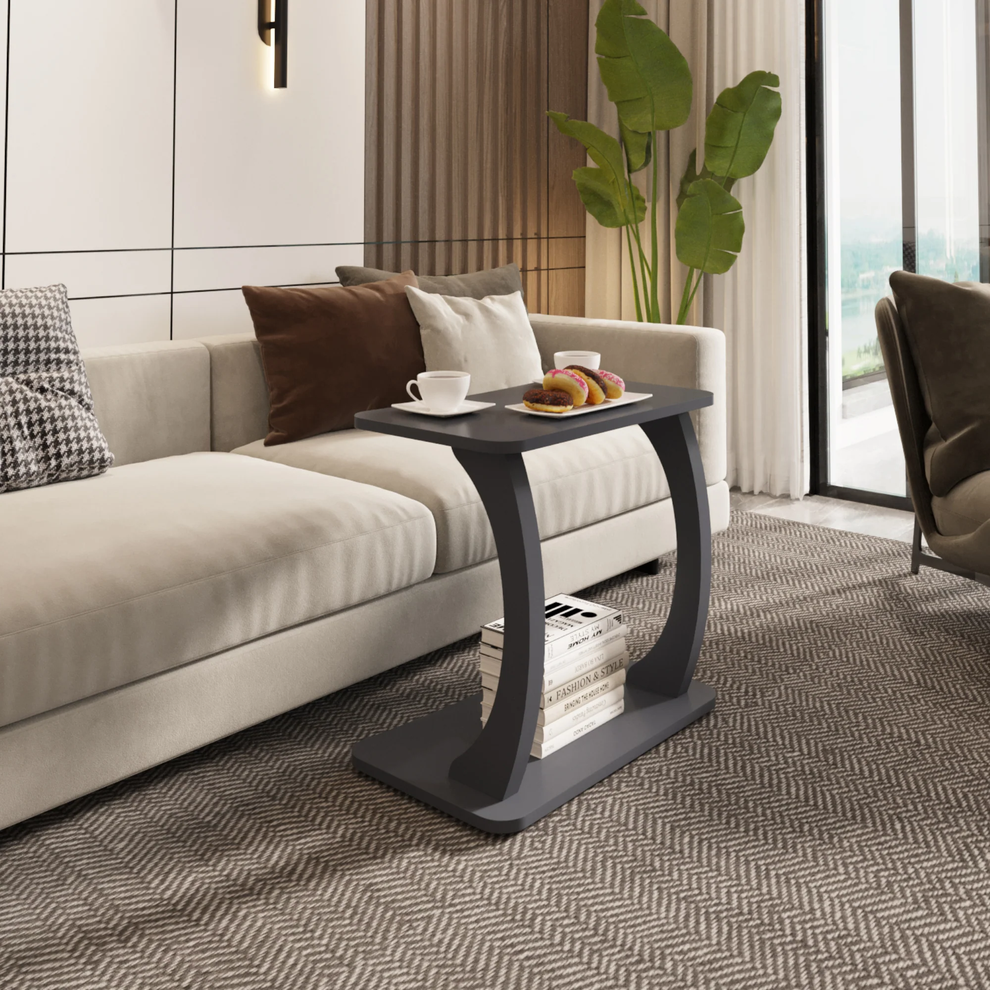 Beistelltisch Stattela C-förmig 59x35x56 cm [en.casa] - Image 3