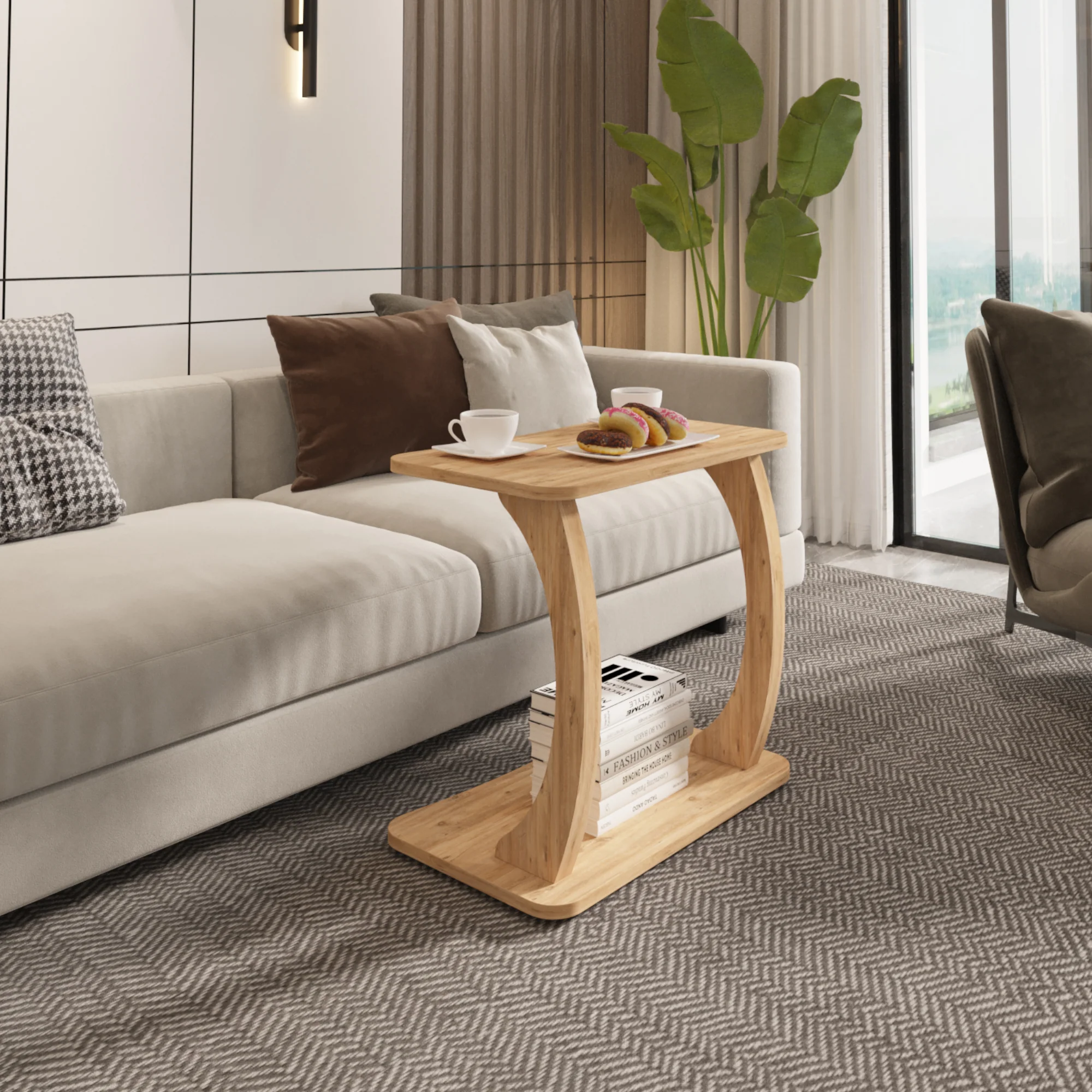 Beistelltisch Stattela C-förmig 59x35x56 cm [en.casa] - Image 4