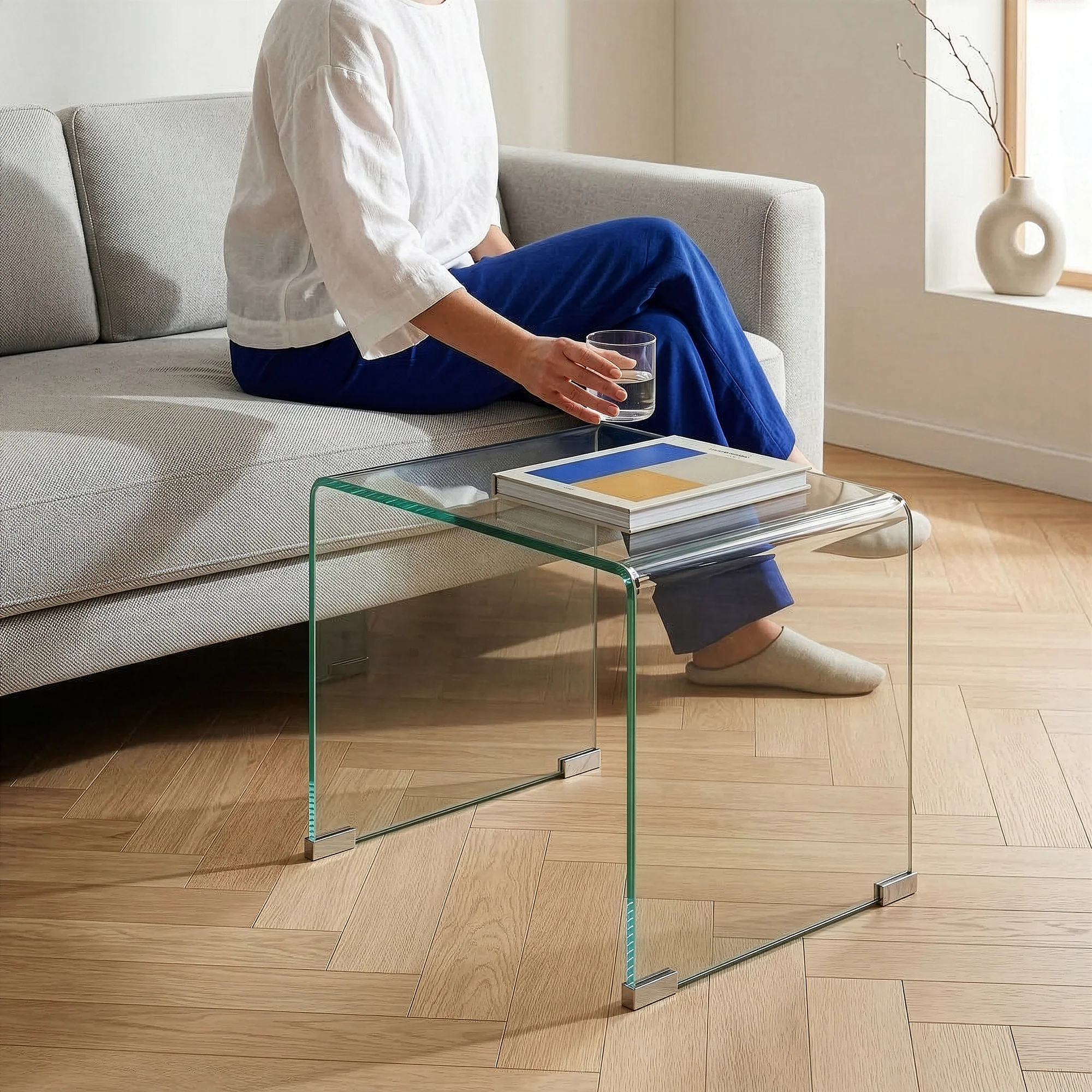 Beistelltisch Varlofrek Glas 50x50x50 cm [en.casa] - Image 2