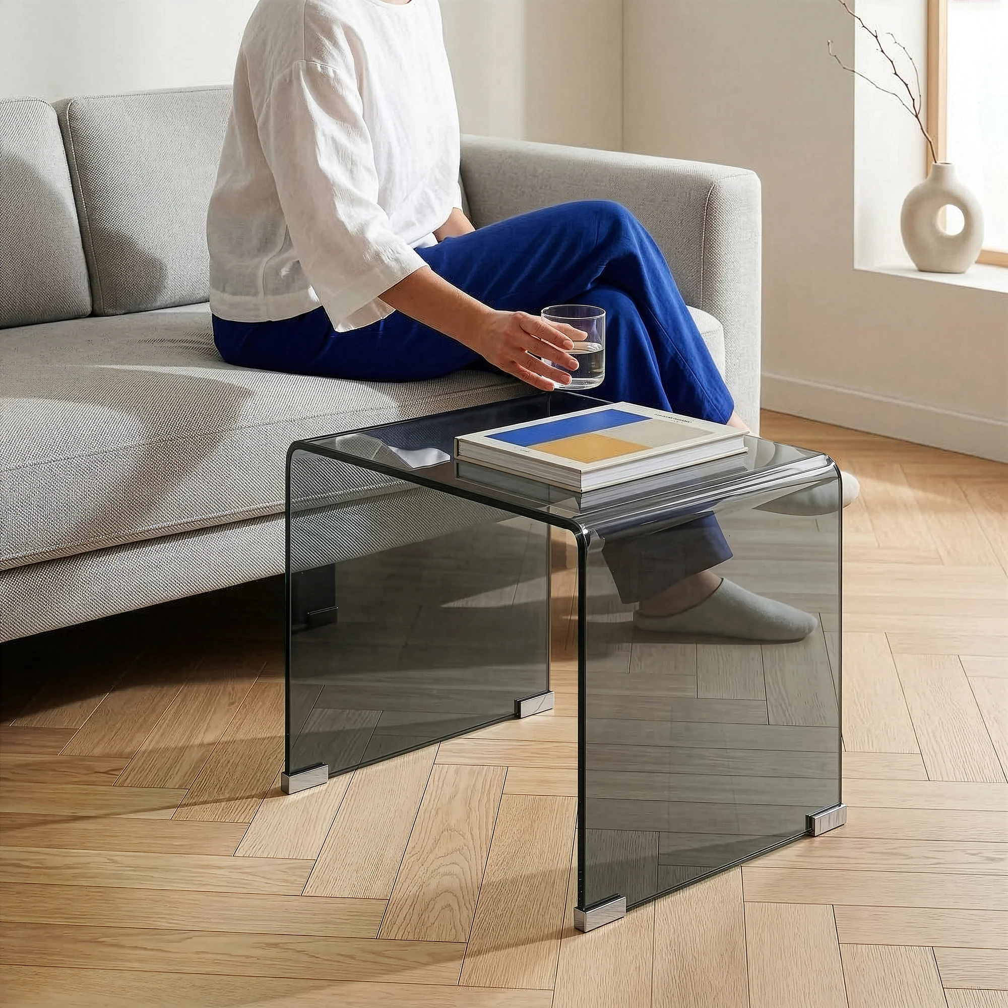 Beistelltisch Varlofrek Glas 50x50x50 cm [en.casa] - Image 3