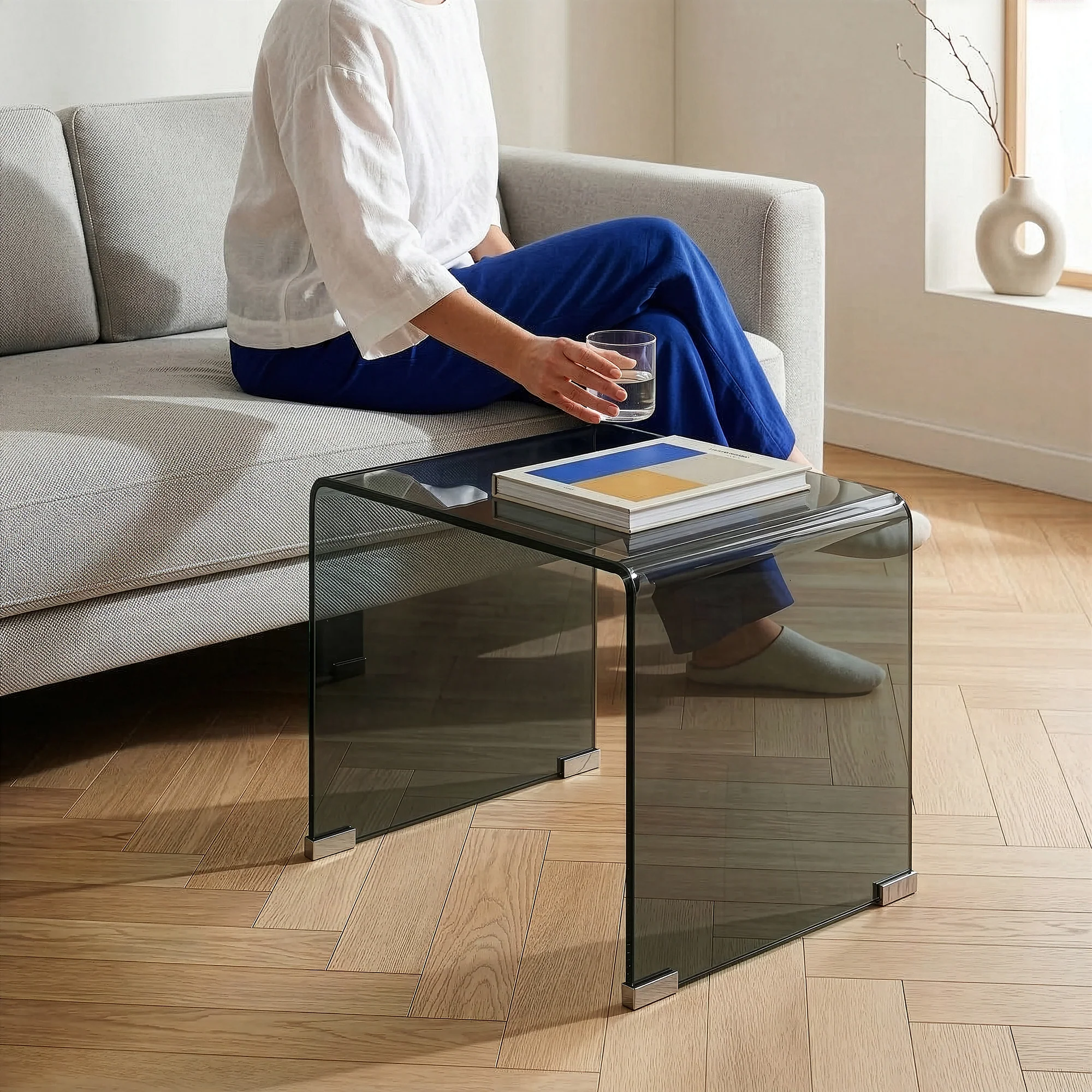 Beistelltisch Varlofrek Glas 50x50x50 cm [en.casa] - Image 5