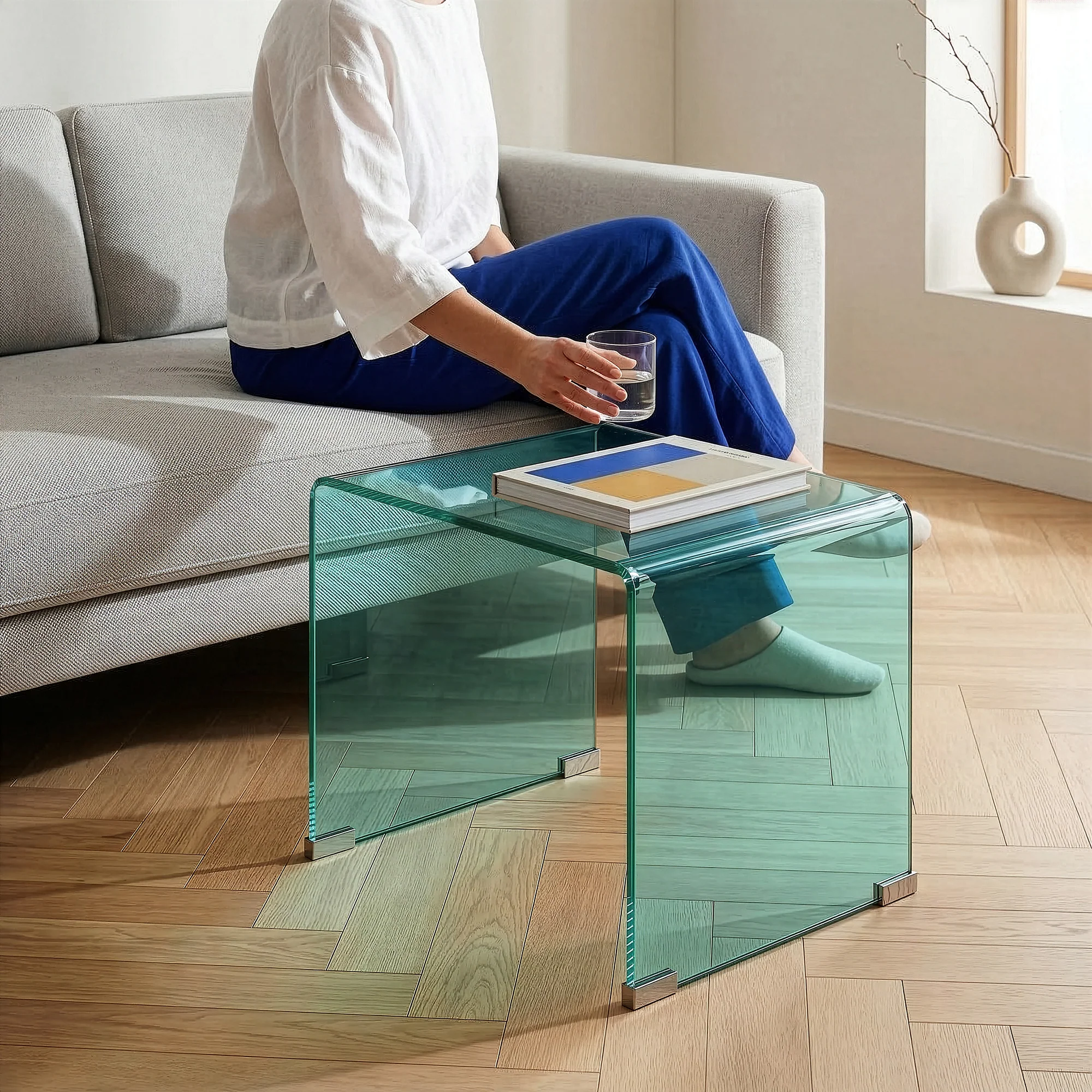Beistelltisch Varlofrek Glas 50x50x50 cm [en.casa] - Image 7