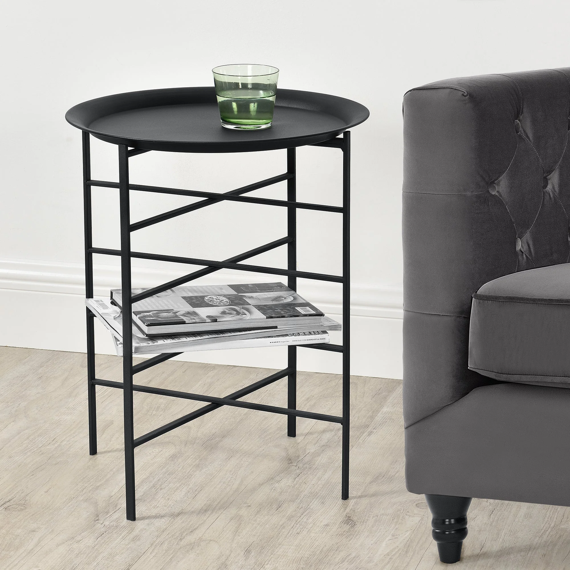 Beistelltisch Wiltz 40x40x53 cm Metall Schwarz en.casa - Image 2