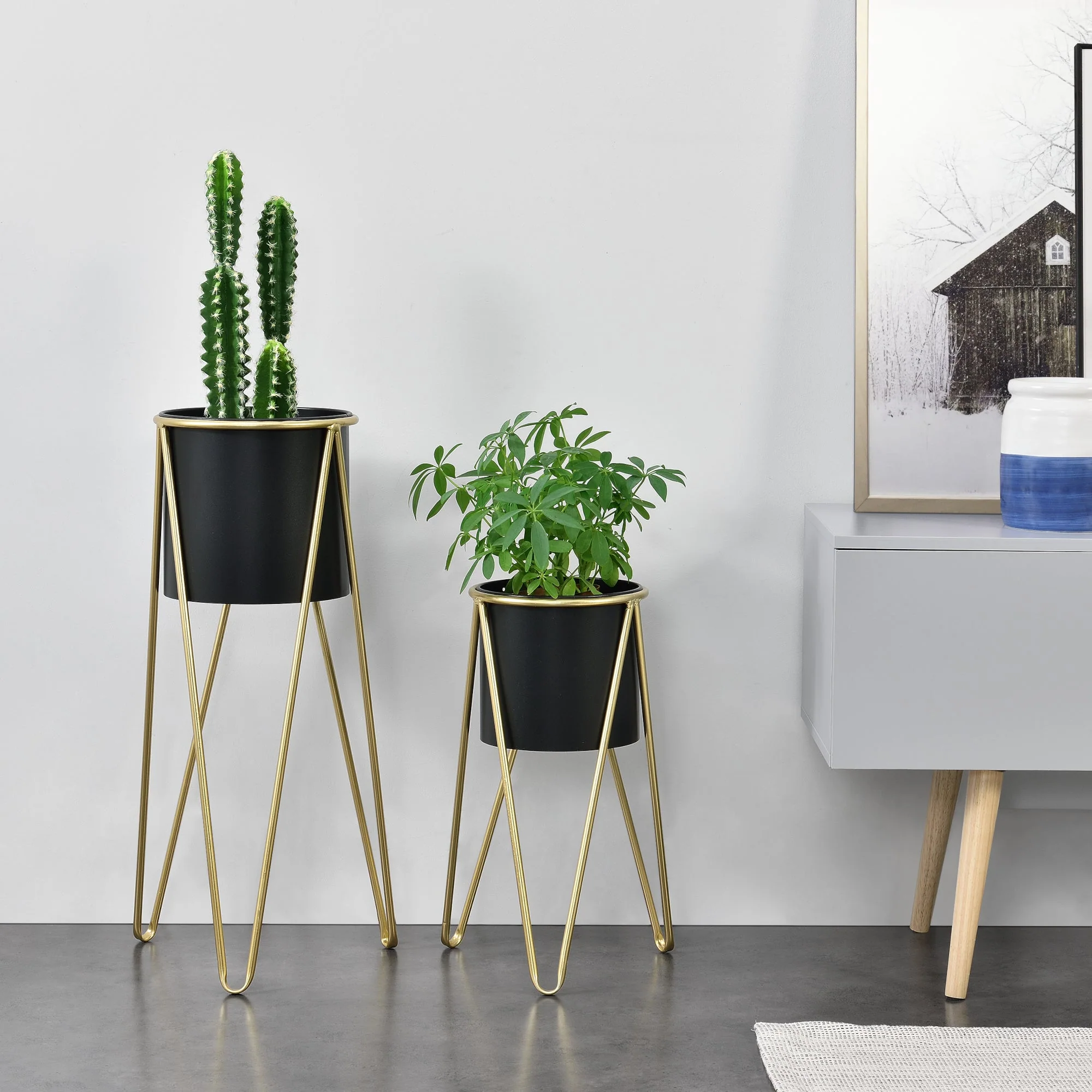 Blumenständer Hedera 2-tlg. mit Pflanztopf in verschiedenen Farben en.casa - Image 4