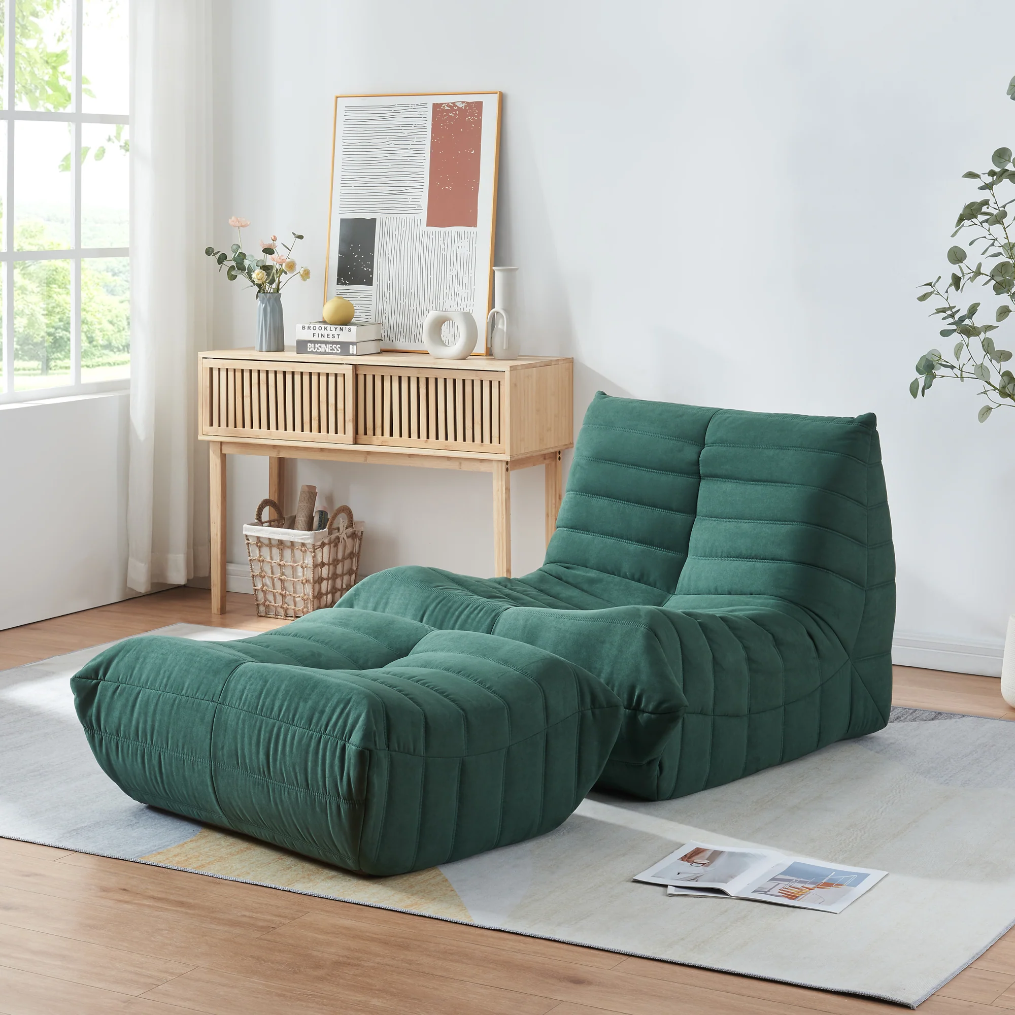 Bodensessel mit Fußhocker Kodsø 75x90x100 cm [en.casa] - Image 3