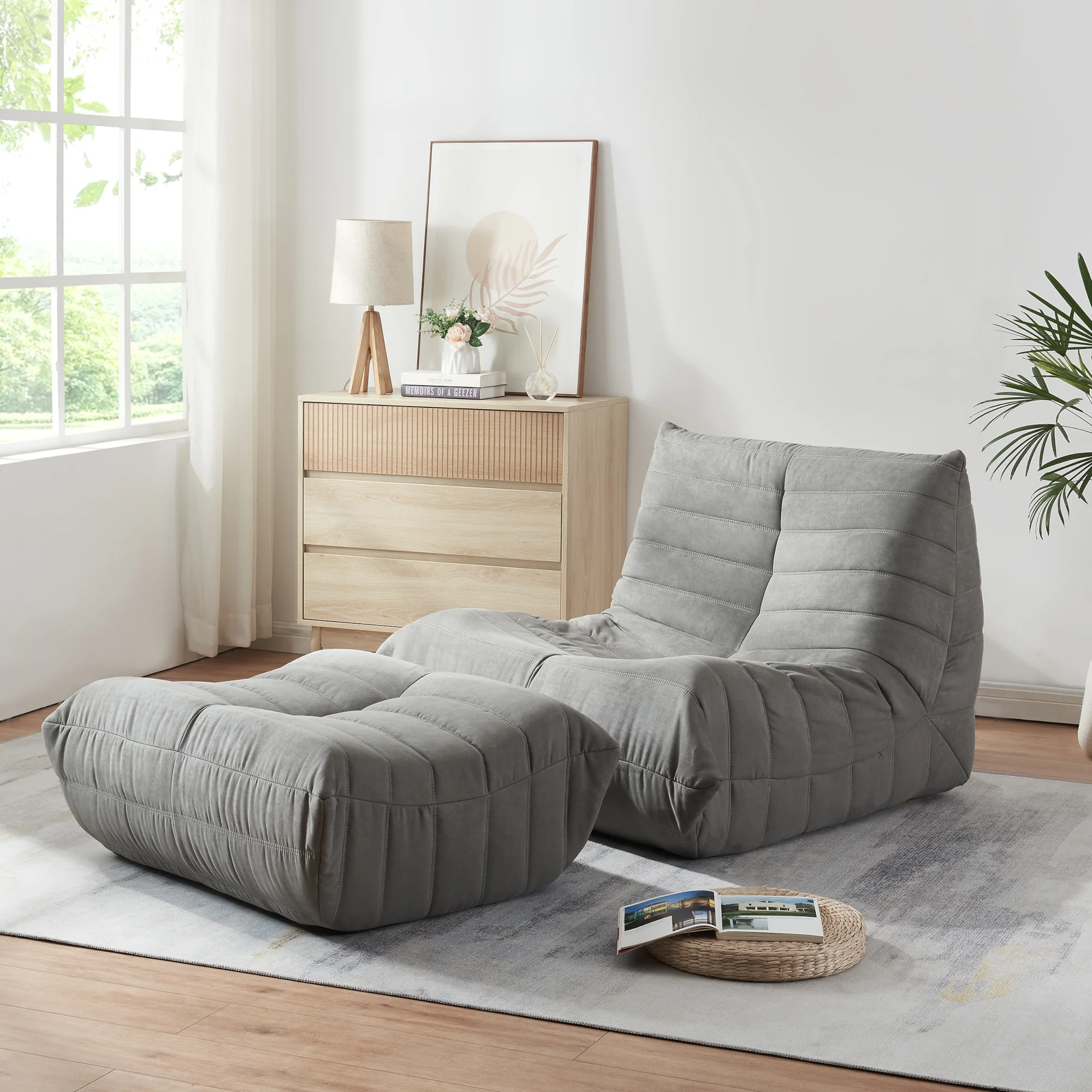 Bodensessel mit Fußhocker Kodsø 75x90x100 cm [en.casa] - Image 4