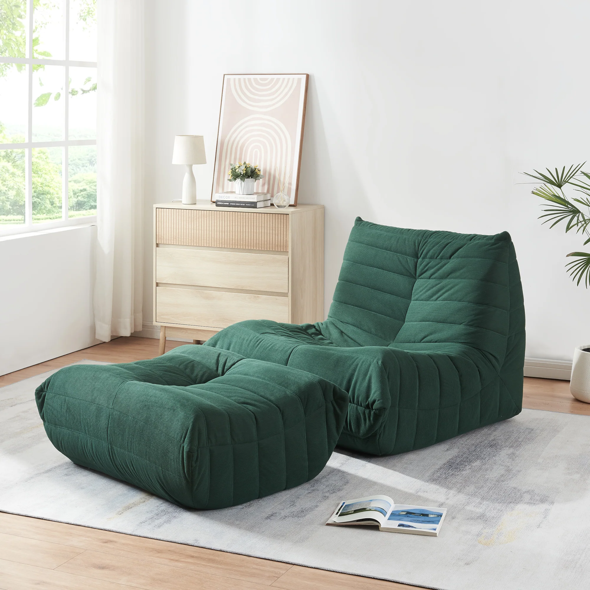 Bodensessel mit Fußhocker Kodsø 75x90x100 cm [en.casa] - Image 6
