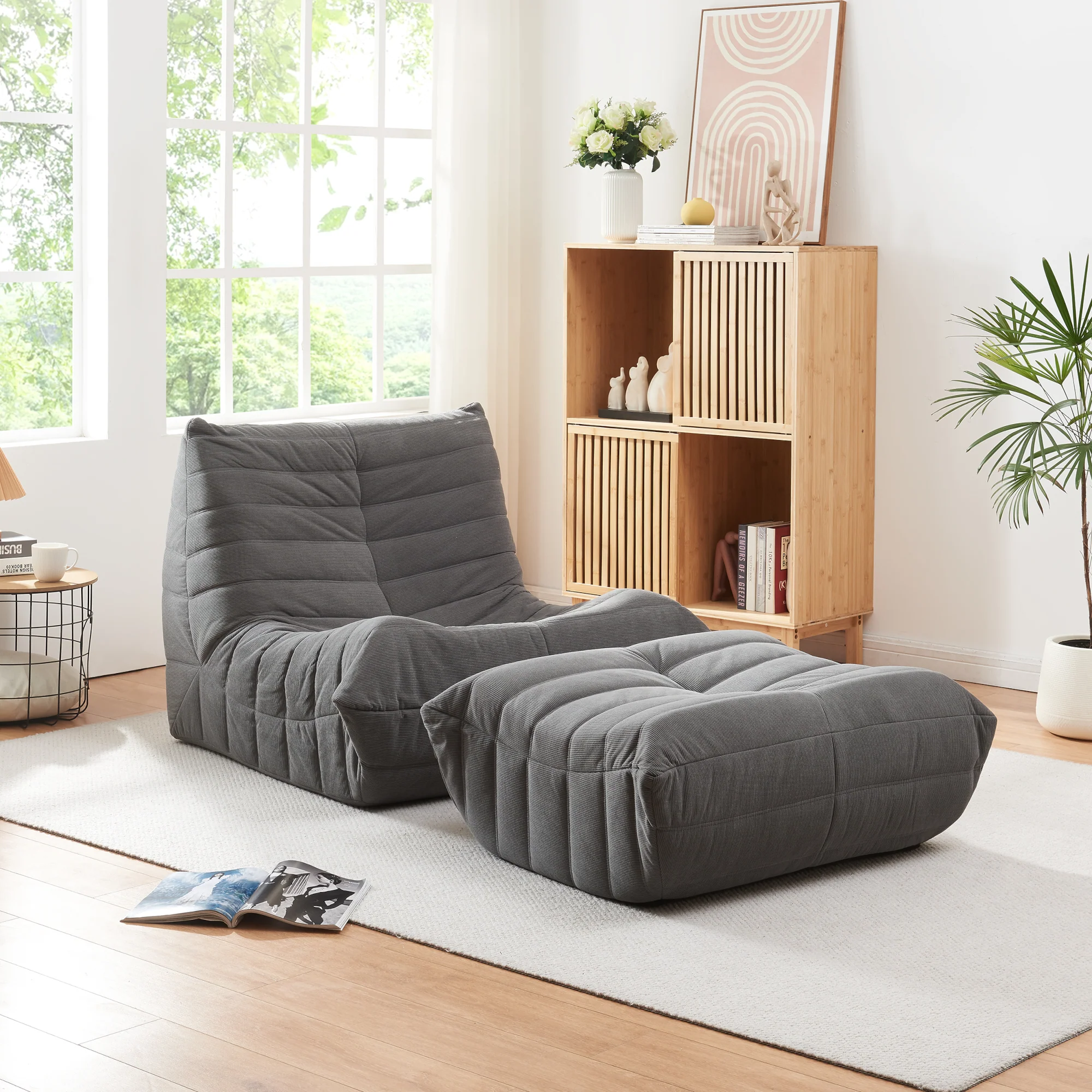 Bodensessel mit Fußhocker Kodsø 75x90x100 cm [en.casa] - Image 7