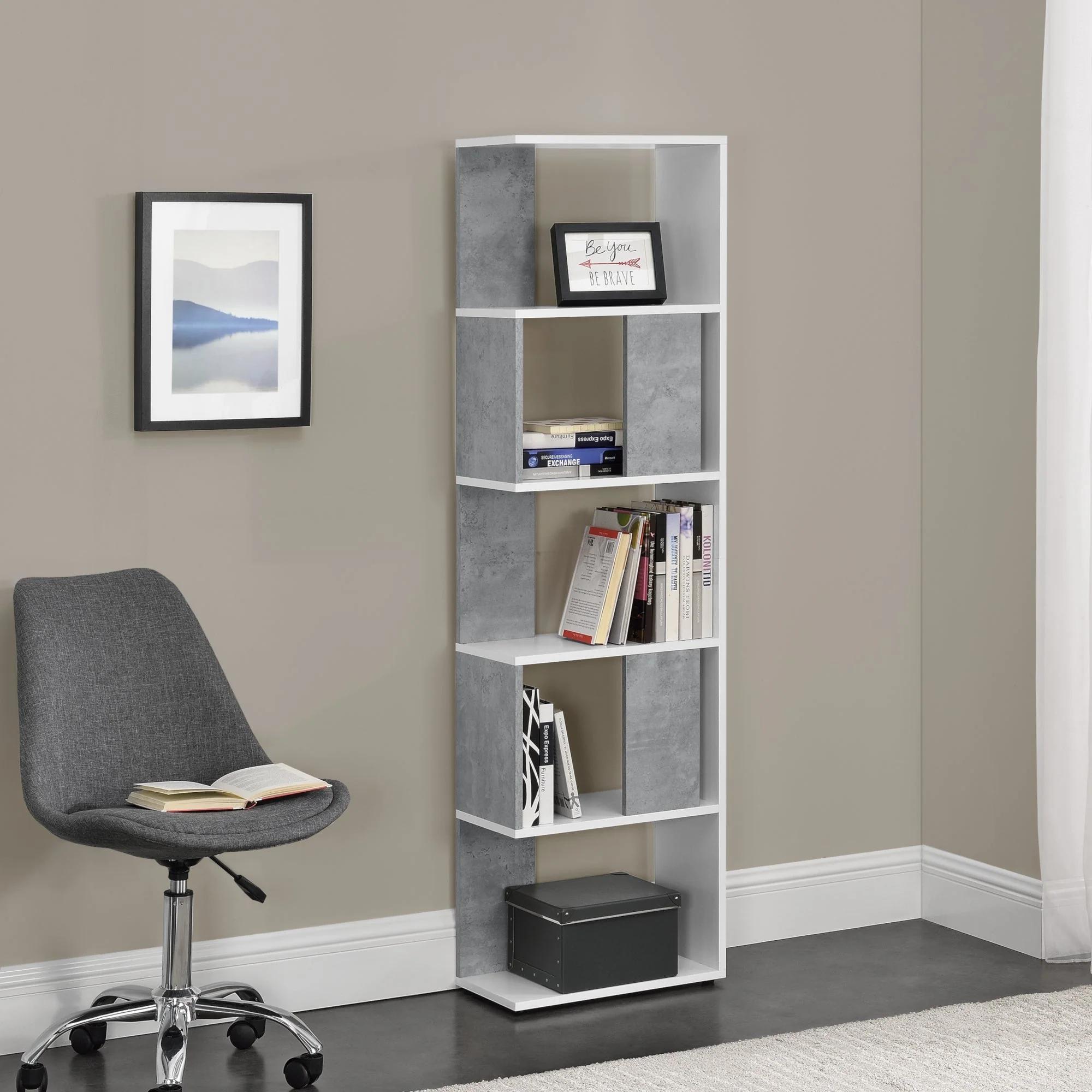 Bücherregal Aneby 159x45x24cm mit 5 Ablageflächen versch. Farben [en.casa] - Image 5