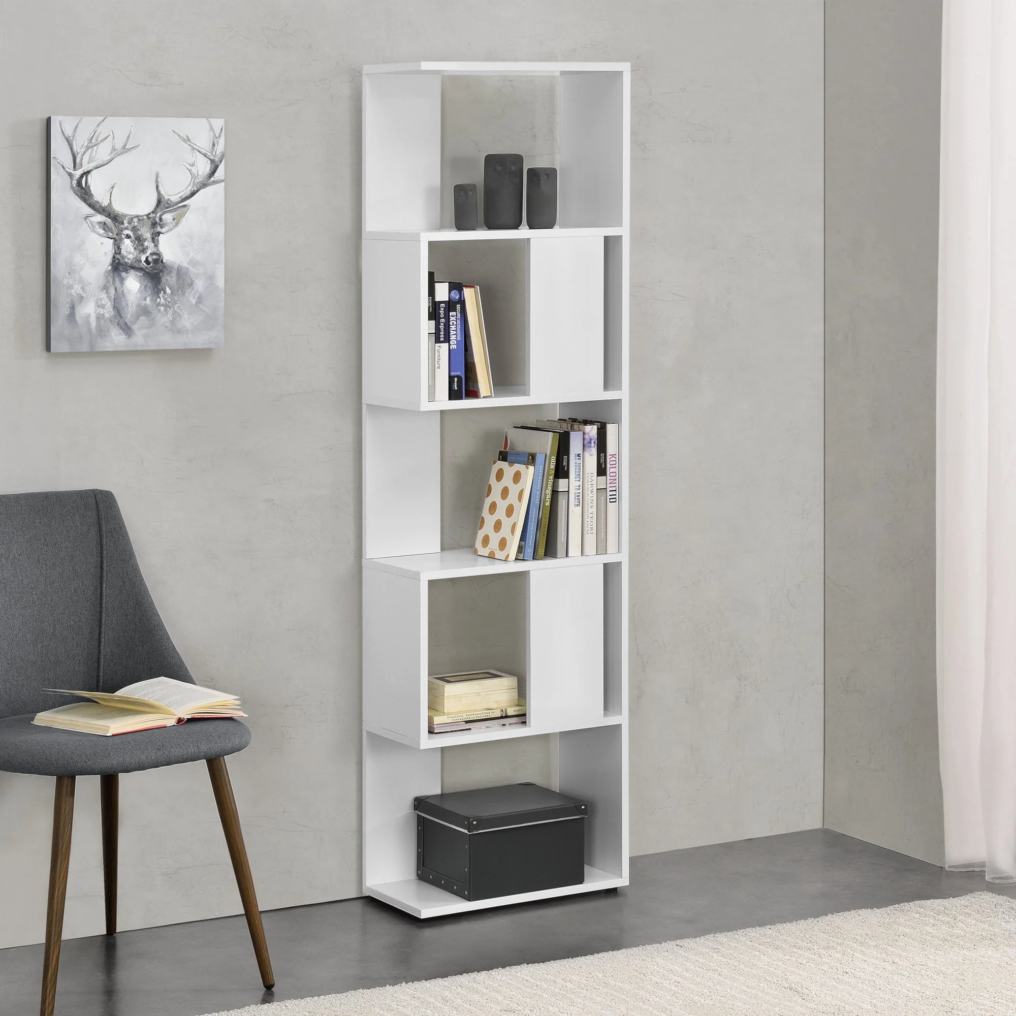 Bücherregal Aneby 159x45x24cm mit 5 Ablageflächen versch. Farben [en.casa] - Image 7
