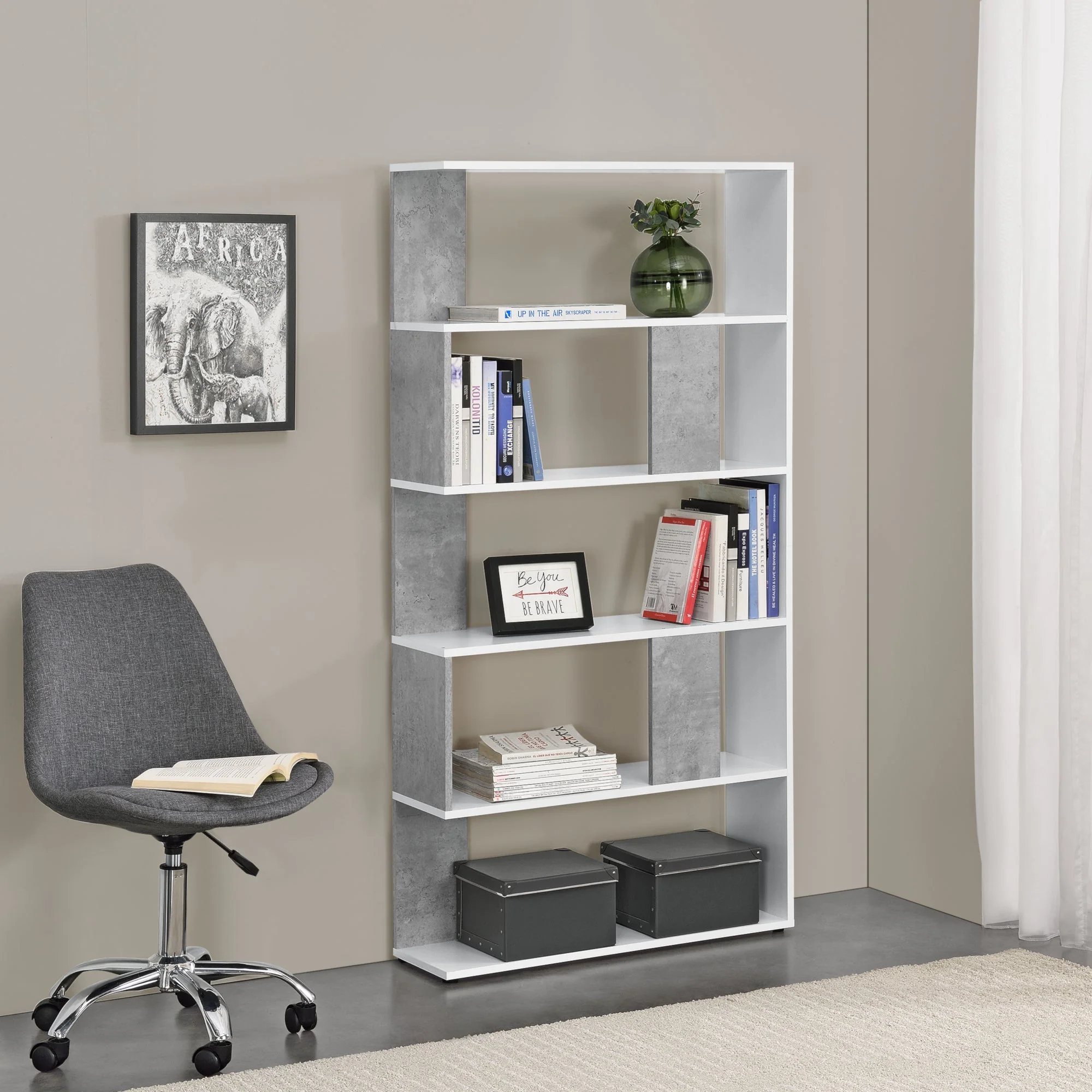 Bücherregal Aneby 159x80x24cm mit 5 Ablageflächen versch. Farben [en.casa] - Image 5