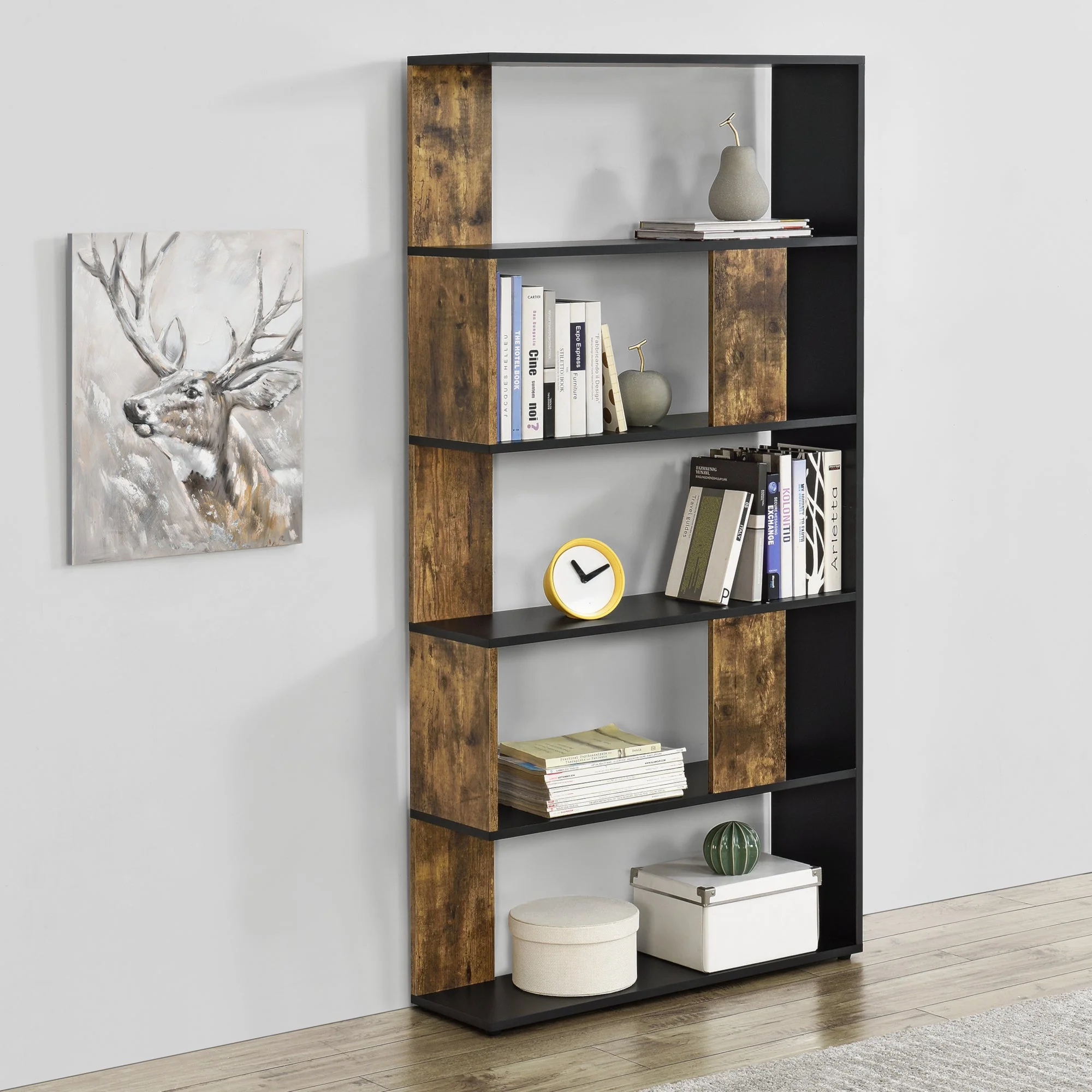 Bücherregal Aneby 159x80x24cm mit 5 Ablageflächen versch. Farben [en.casa] - Image 6