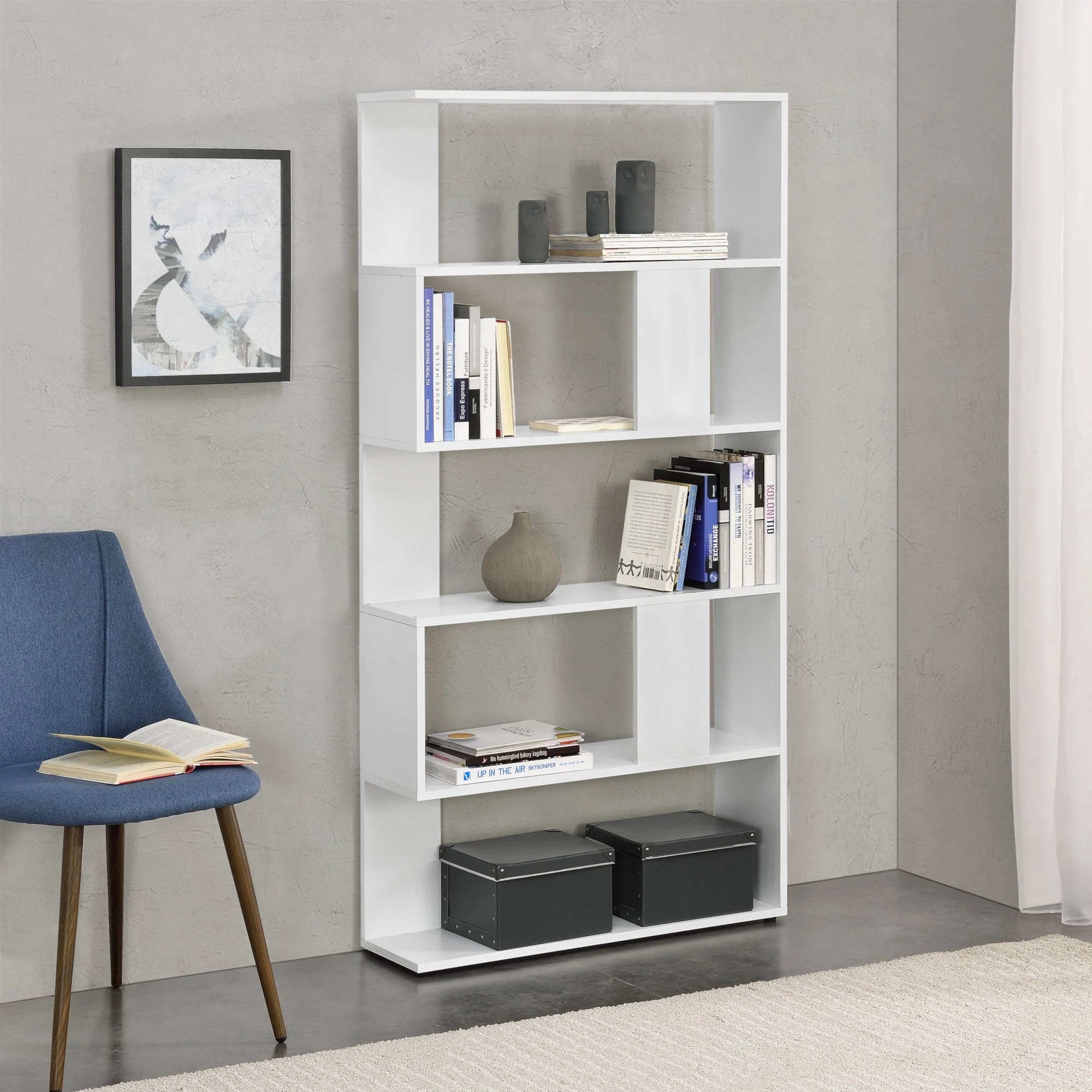 Bücherregal Aneby 159x80x24cm mit 5 Ablageflächen versch. Farben [en.casa] - Image 7