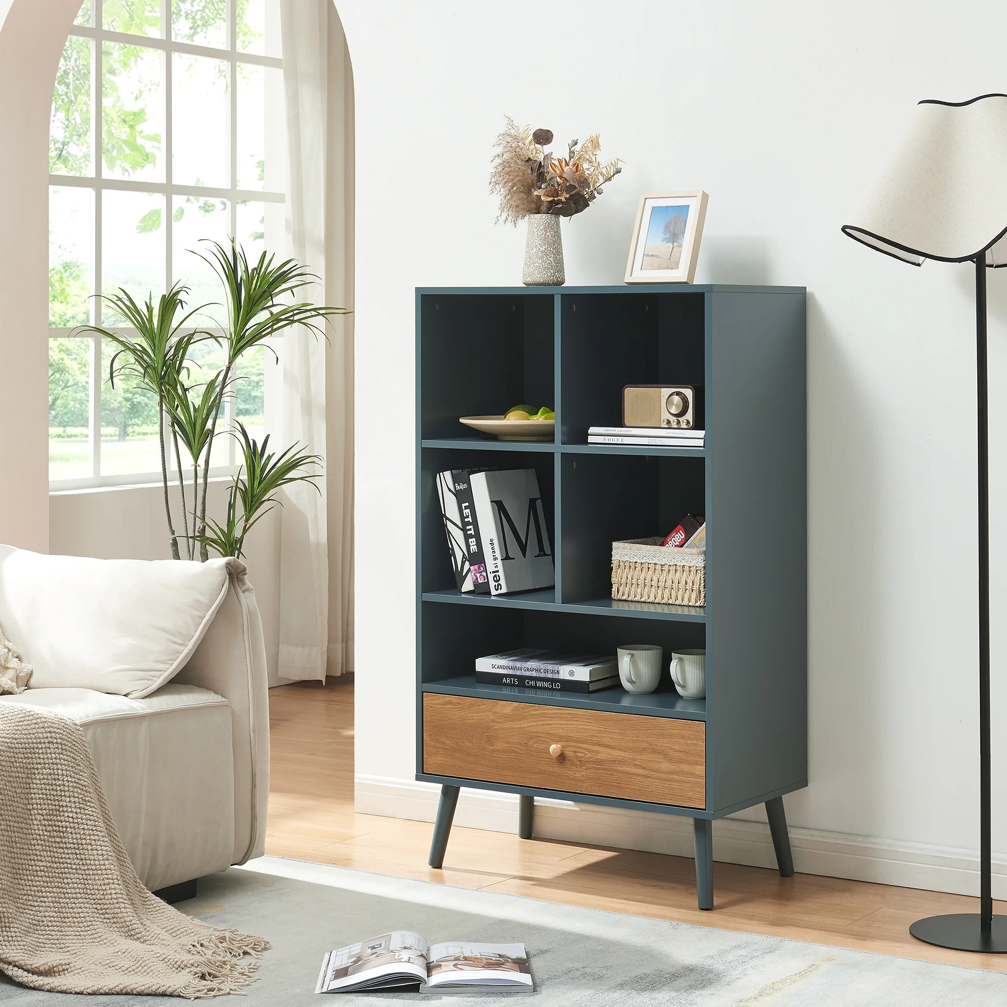 Bücherregal mit Schublade Reyljand [en.casa] - Image 3