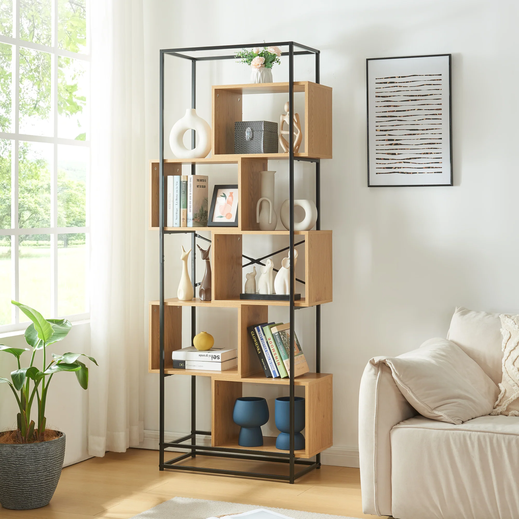 Bücherregal Rennebu Schwarz/Eiche [en.casa] - Image 3