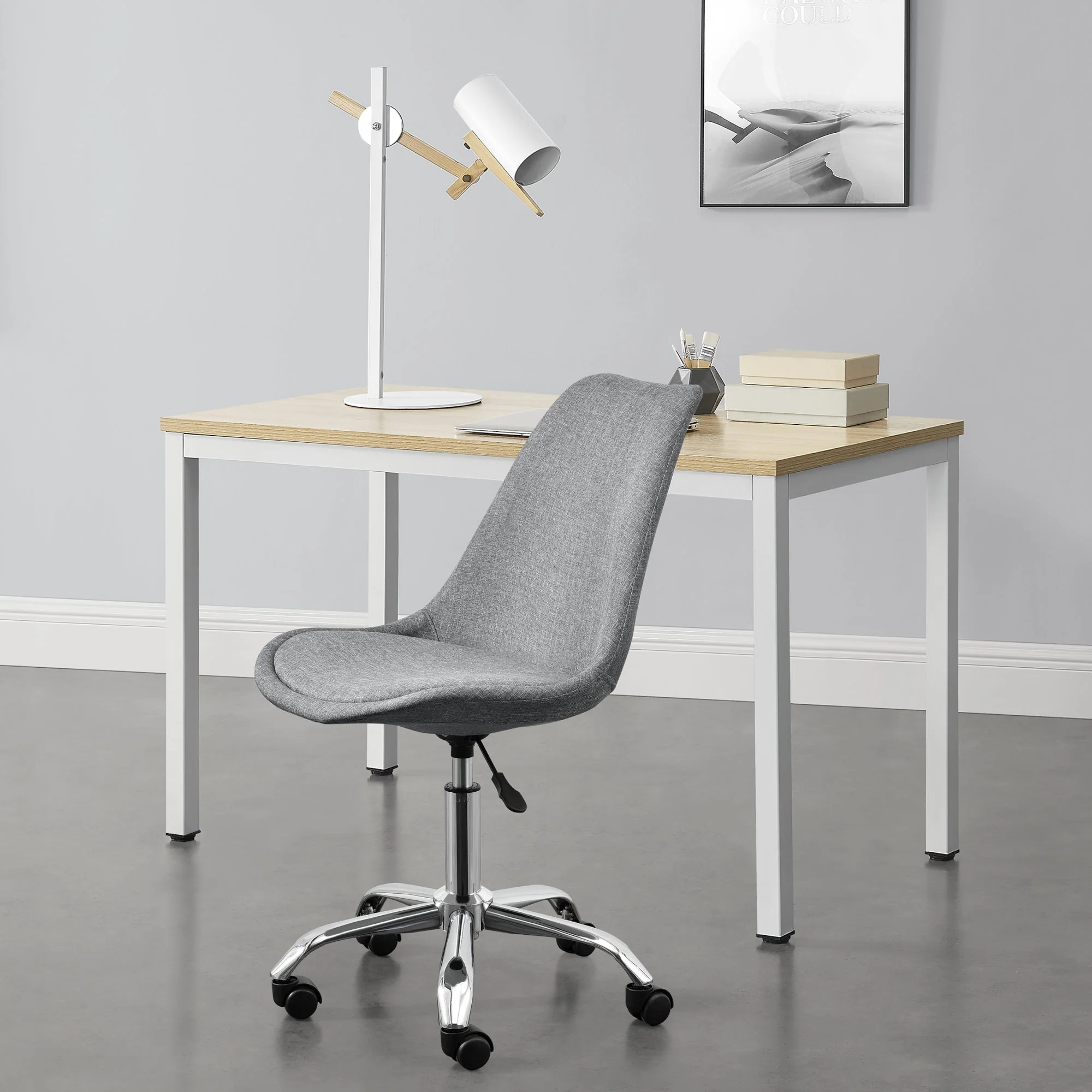 Bürostuhl Atherton 83-93x48x55 cm Hellgrau [en.casa] - Image 2