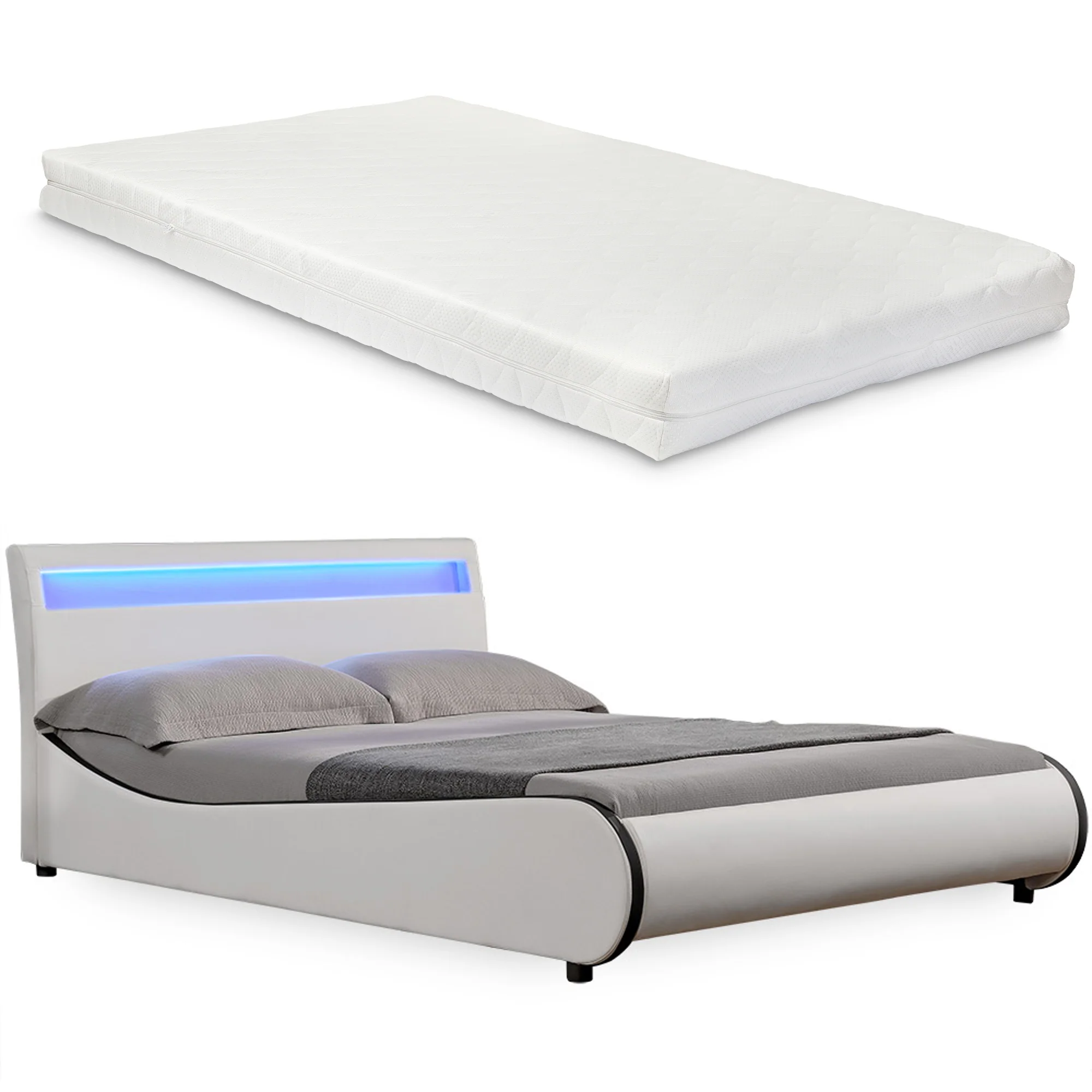 CORIUM LED Kunstlederbett Valencia mit Matratze (140/180x200) in 7 Farben - Image 16