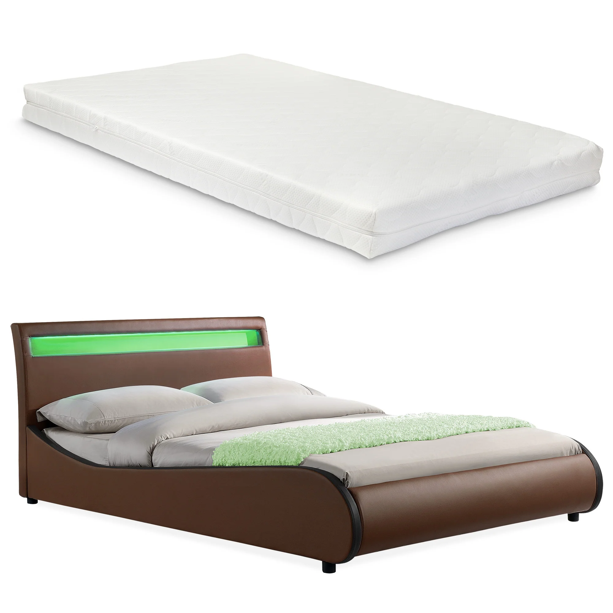 CORIUM LED Kunstlederbett Valencia mit Matratze (140/180x200) in 7 Farben - Image 3