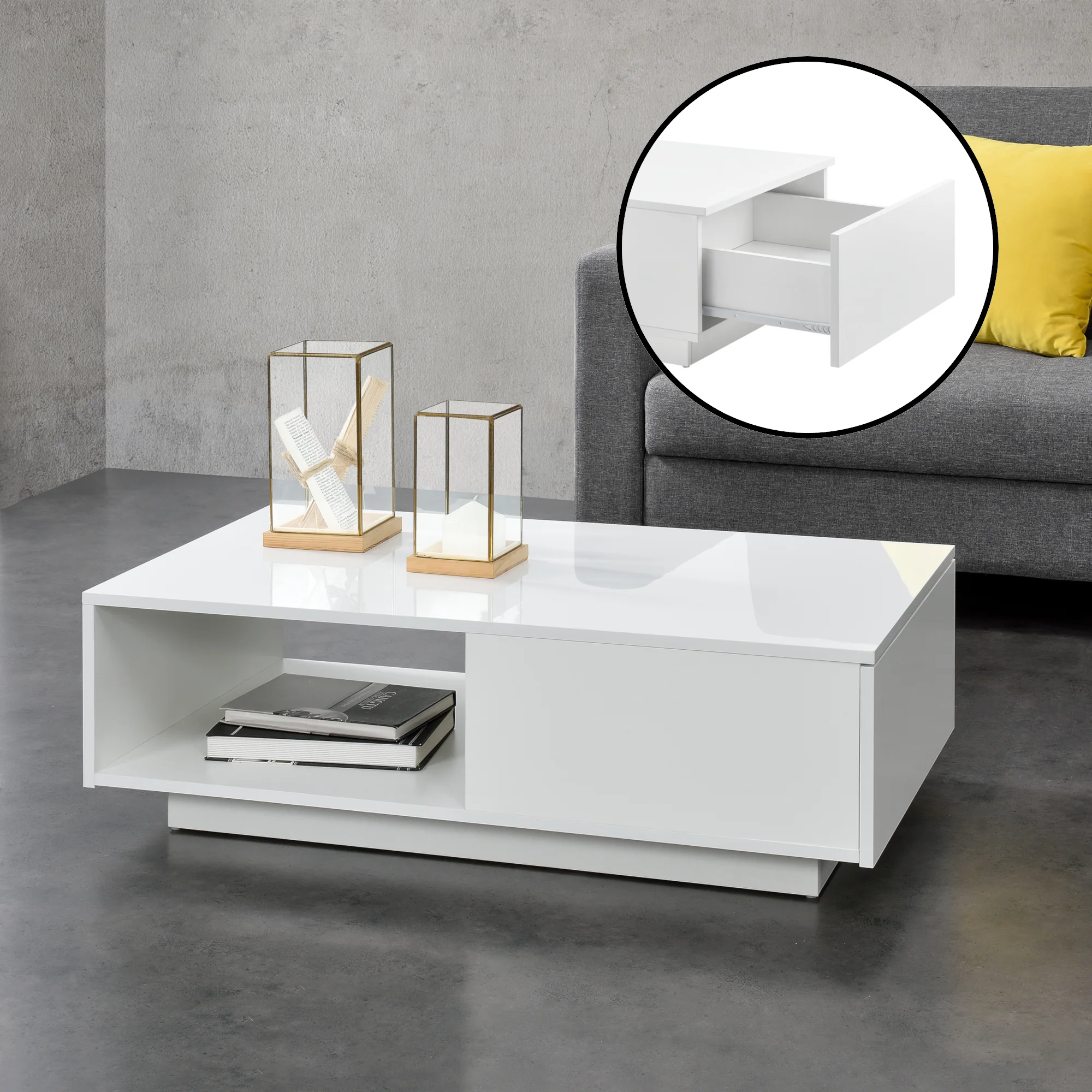 Couchtisch Biskra 95x55x31 cm Hochglanz en.casa - Image 2