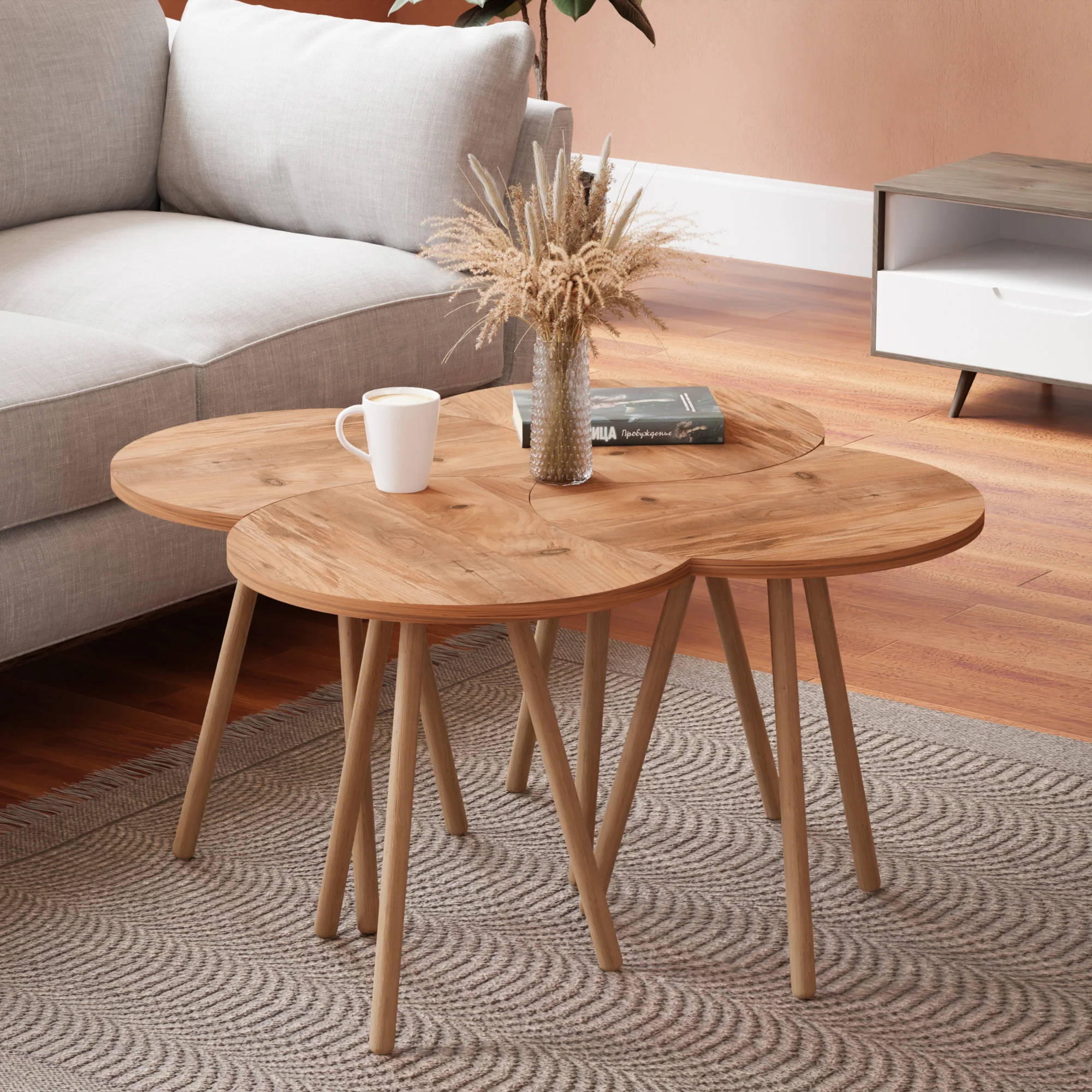 Couchtisch Højer im 4er Set 48 x 45 x 32 cm versch. Farben [en.casa] - Image 3