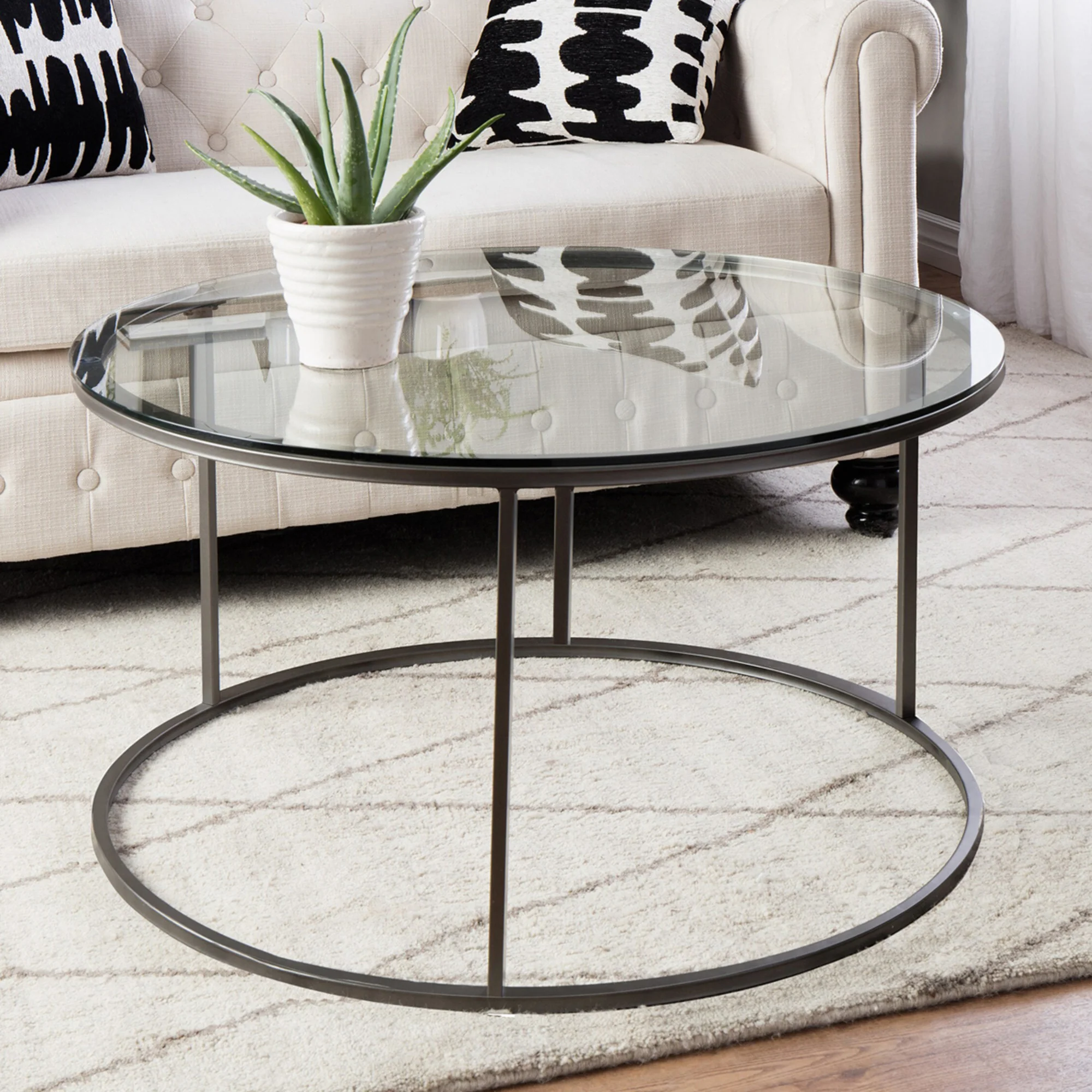 Couchtisch Kolari  45 x Ø80 cm Schwarz/Transparent versch. Farben [en.casa] - Image 3