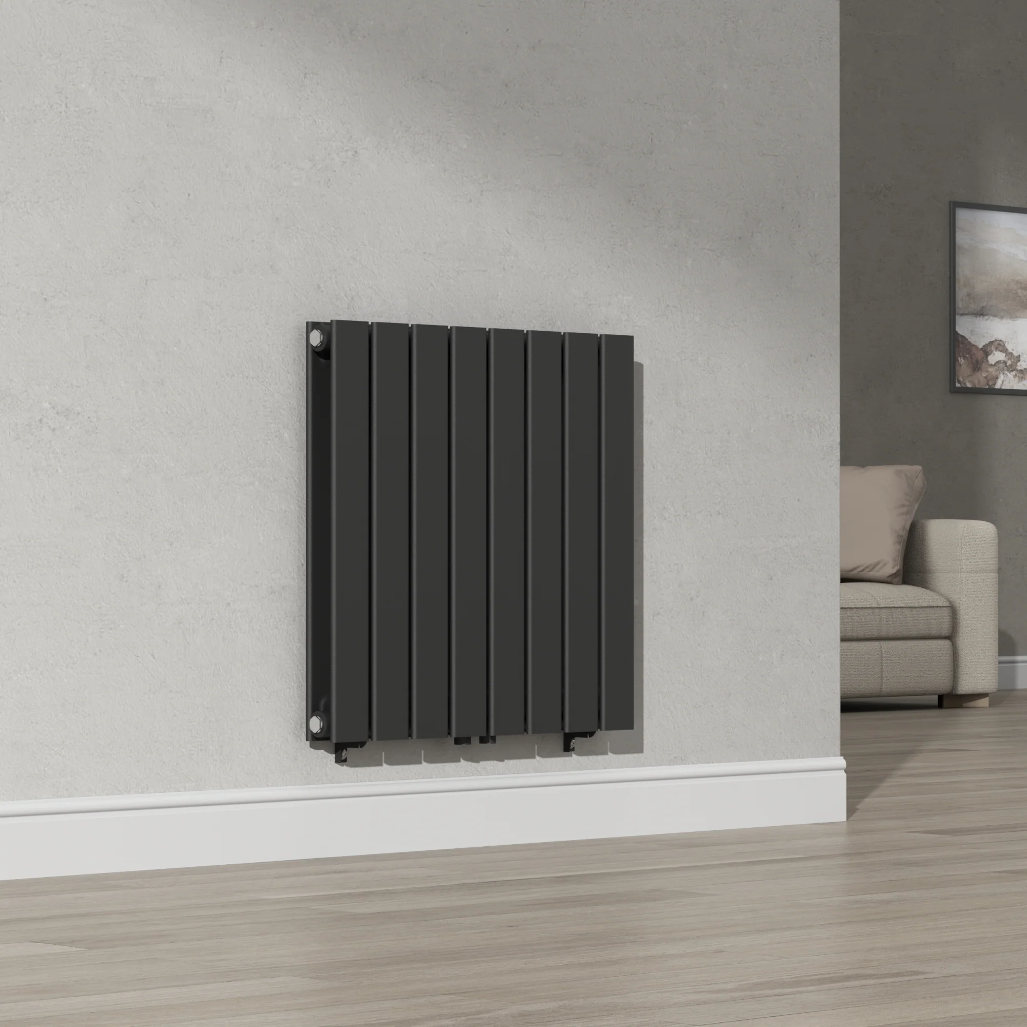 Designheizkörper Nore Schwarz 60x60cm Doppellagig 809W [neu.haus] - Image 2