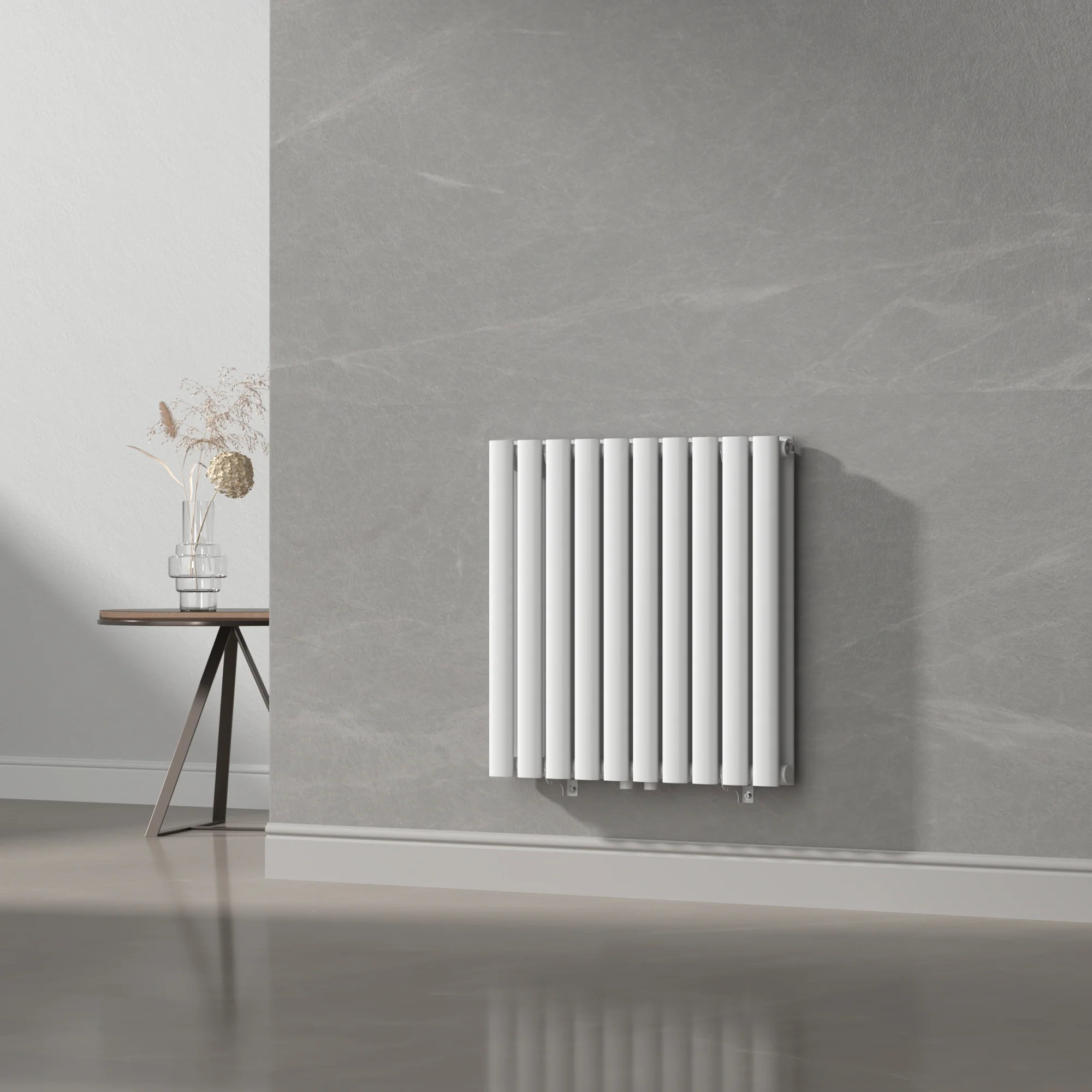 Design Röhrenheizkörper Nore Weiß 60x60cm Doppellagig 800W [neu.haus] - Image 2