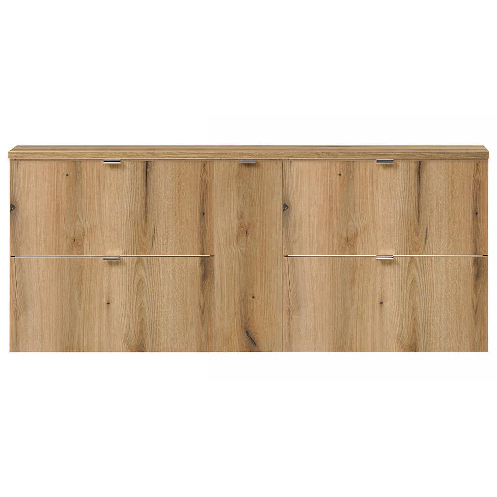 Doppelwaschtisch Skelbolu 140x60x40 cm mit Türen und Schubladen Eiche [en.casa]