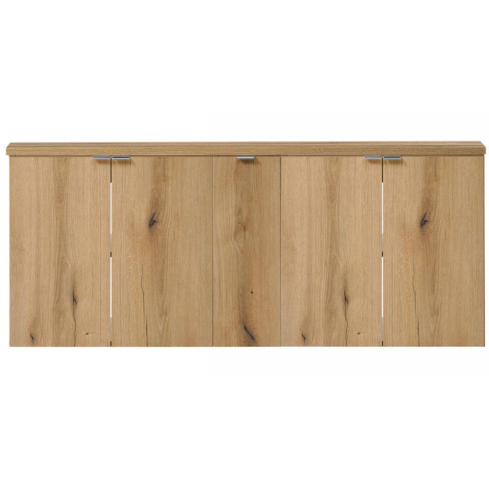 Doppelwaschtisch Skelbolu 140x60x40 cm mit Türen und Schubladen Eiche [en.casa] - Image 2
