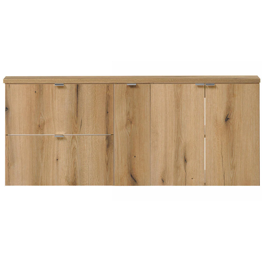 Doppelwaschtisch Skelbolu 140x60x40 cm mit Türen und Schubladen Eiche [en.casa] - Image 4