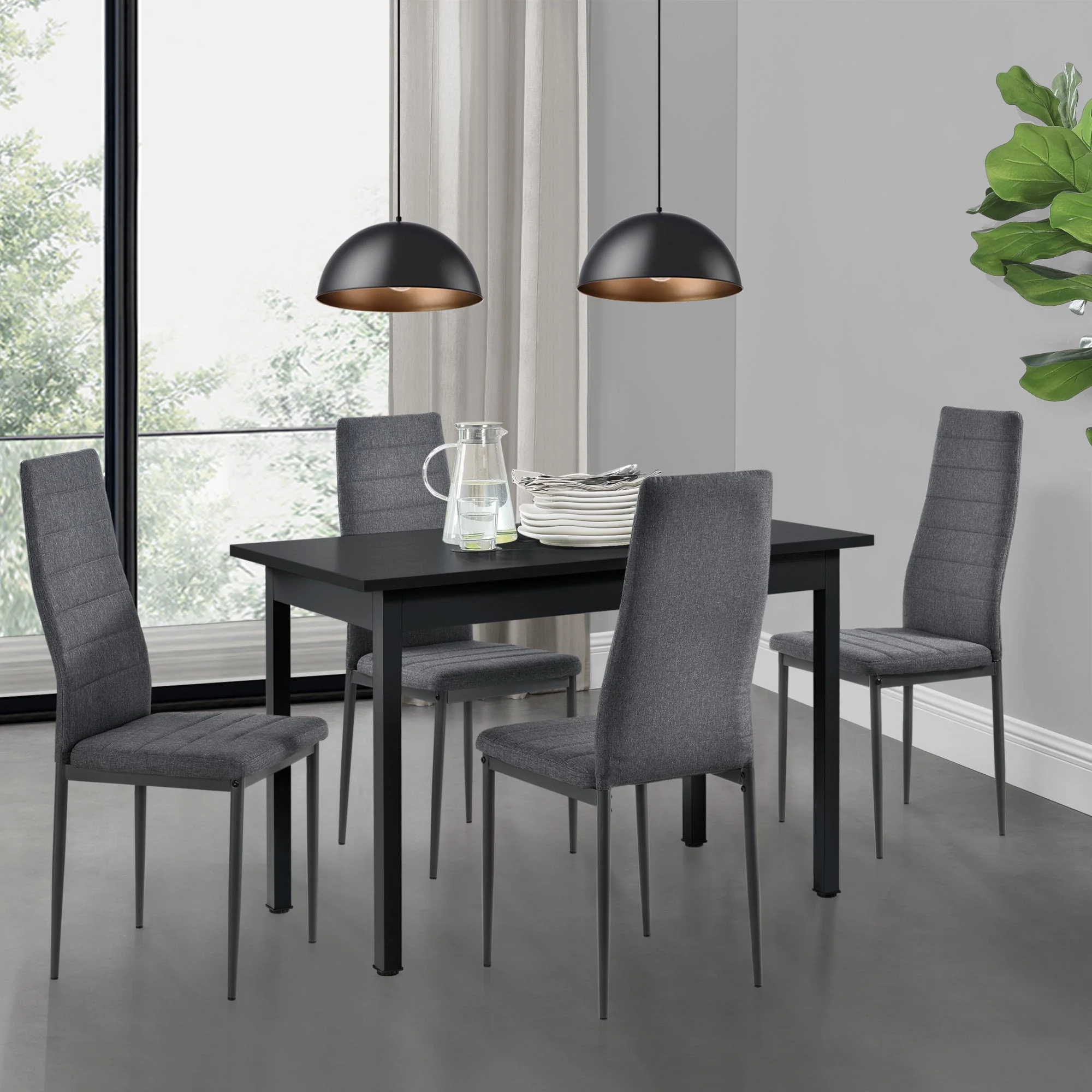 Essgruppe Honningsvåg 5-tlg. mit 120x60 cm Tisch und 4 Polsterstühlen en.casa - Image 4