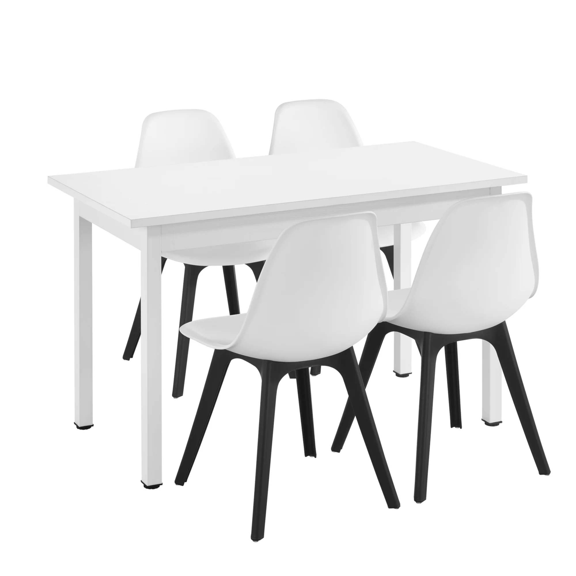 Essgruppe Horten 5-tlg. Tisch 120x60 cm Weiß [en.casa] - Image 4
